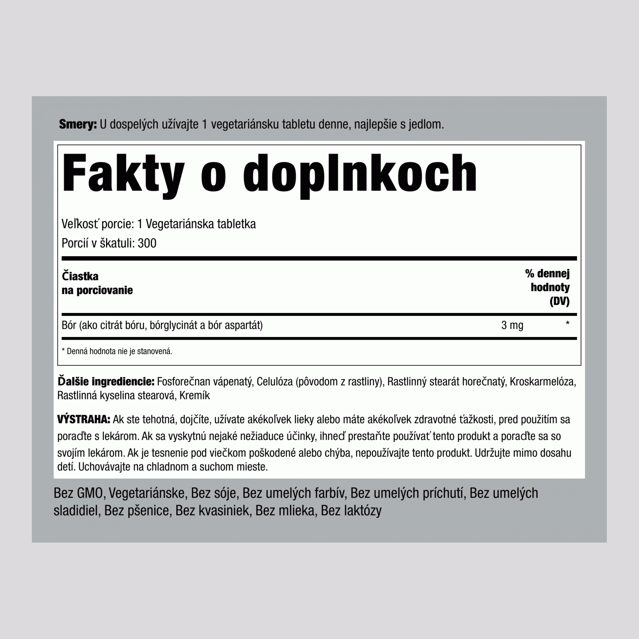 Trojitá akcia bórový komplex  3 mg 300 Tablety 2 Fľaše   