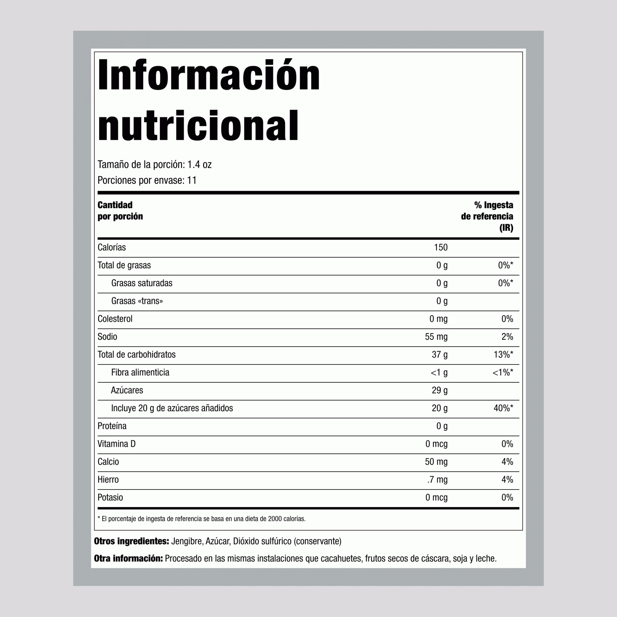 Jengibre cristalizado 1 lb 454 g Bolsa 2 Bolsas 