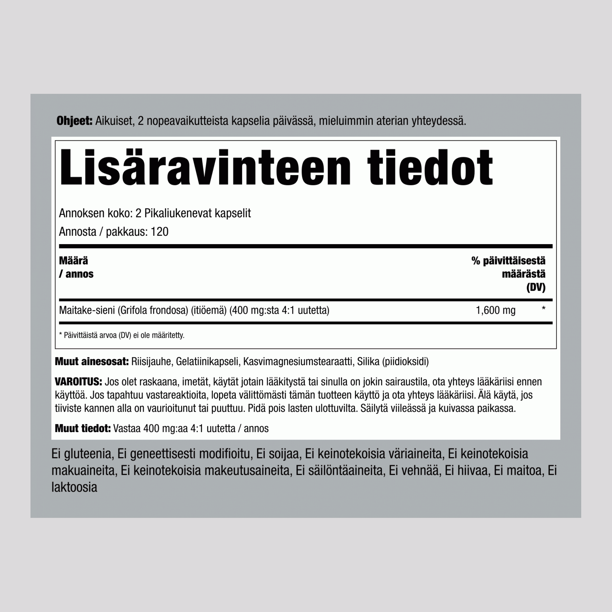 Koppelokääpäuute  1600 mg/annos 240 Pikaliukenevat kapselit 2 Pulloa  