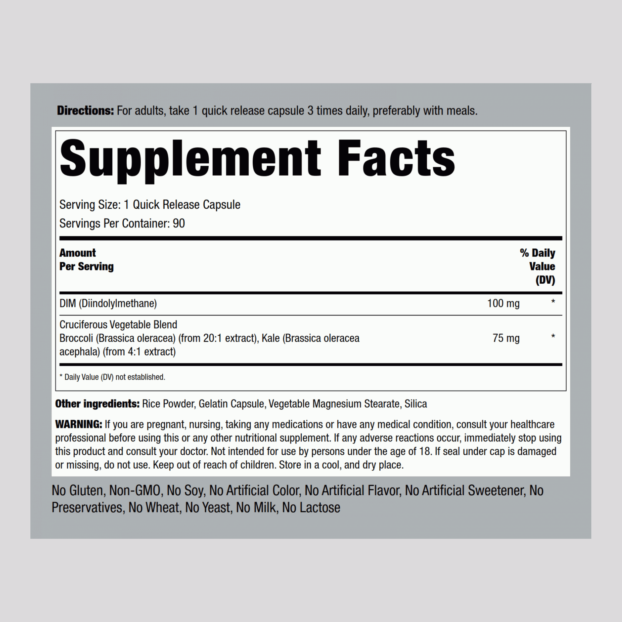 DIM Complex (diindolylmethane), 100 mg, 90 Quick Release Capsules, 2  Bottles