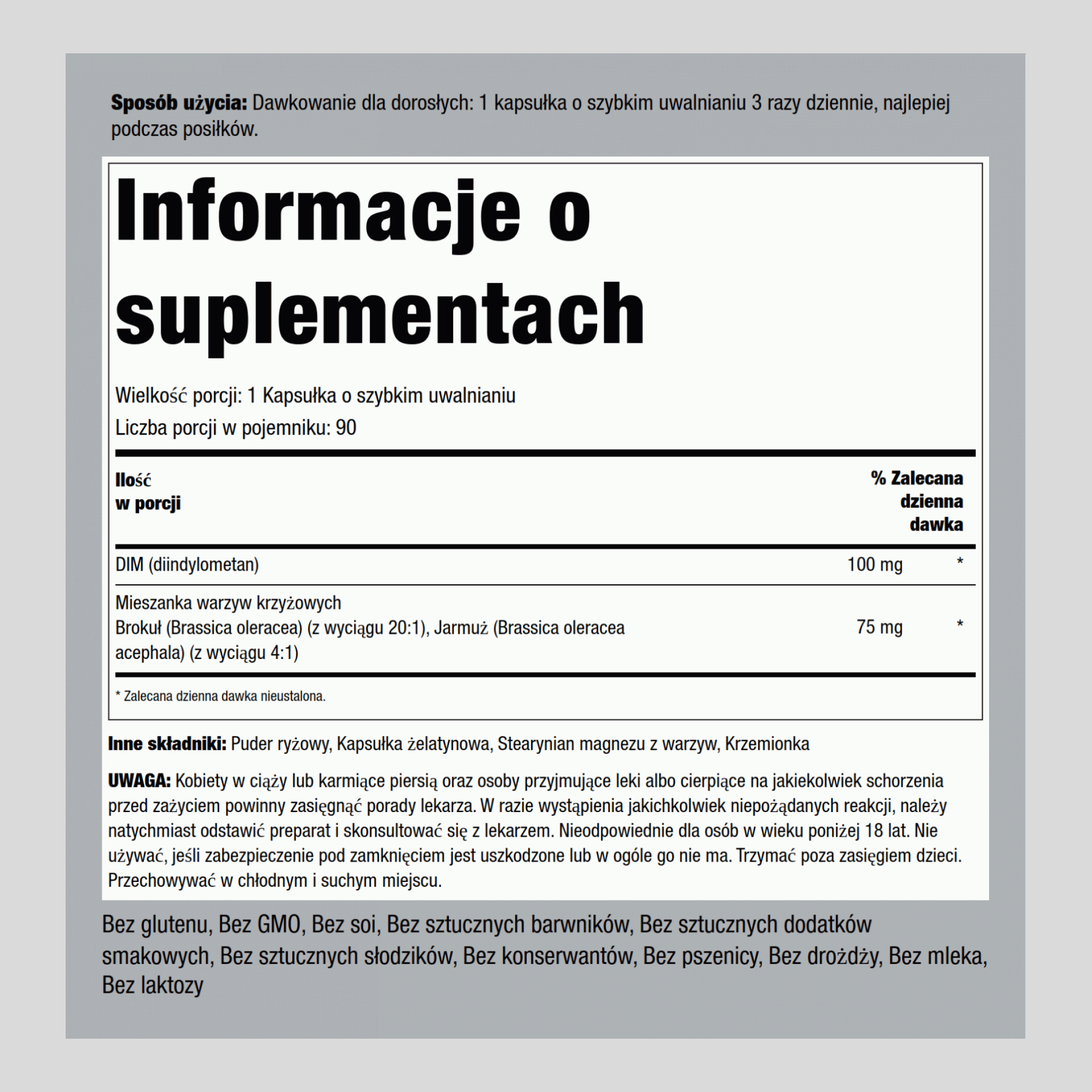 Complexe de Diindolylméthane (DIM) ,  100 mg 90 Gélules à libération rapide 2 Bouteilles