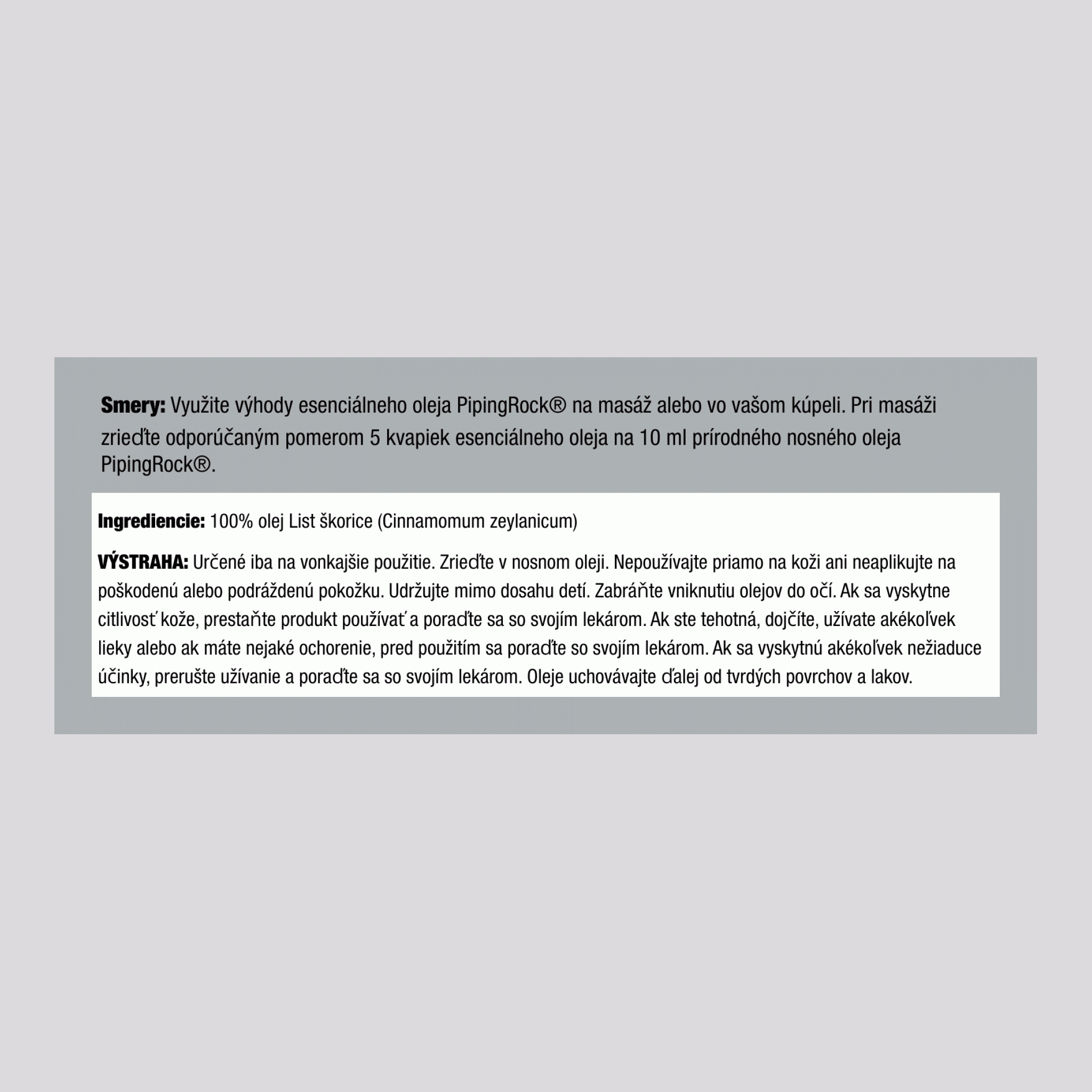 Esenciálny olej List škorice (GC/MS Testované) 2 fl oz 59 ml Fľaša    