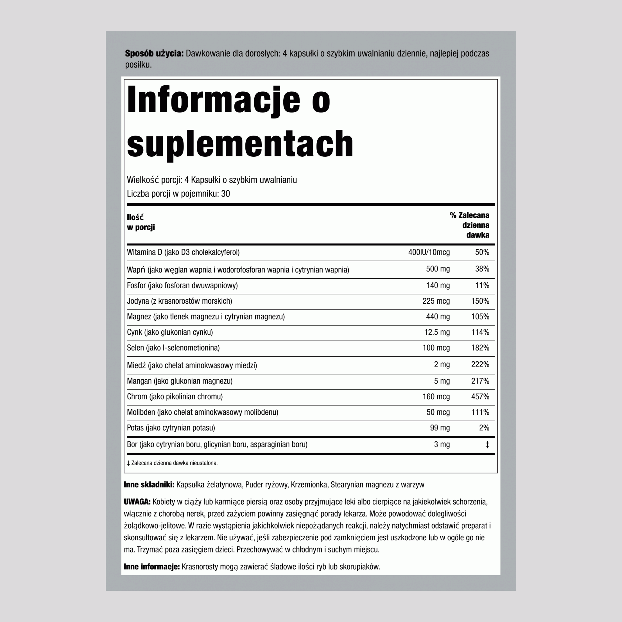 Mega Multi minerały chelatowane 120 Kapsułki o szybkim uwalnianiu       