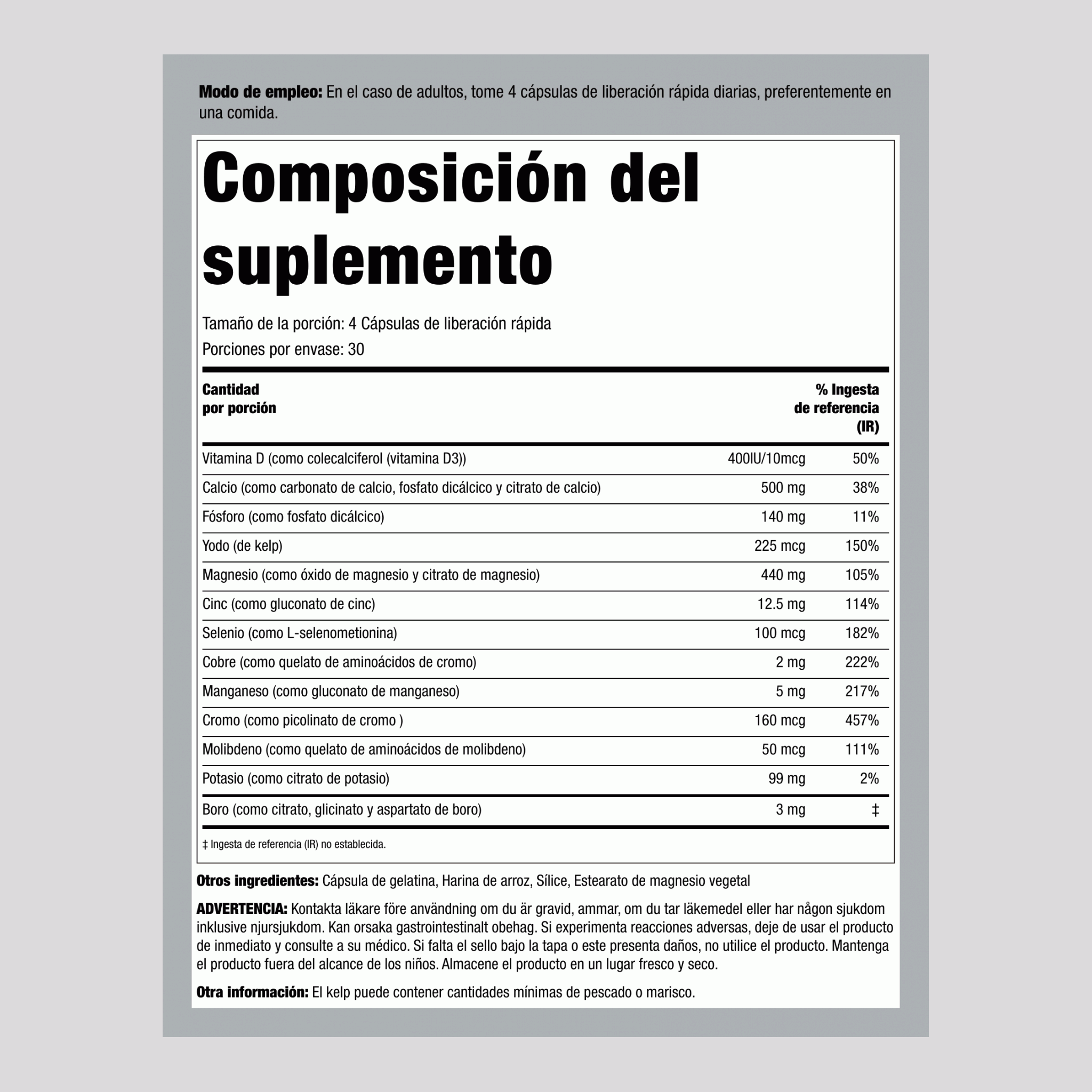 Minerales quelatados Mega Multi 120 Cápsulas de liberación rápida 2 Botellas/Frascos     