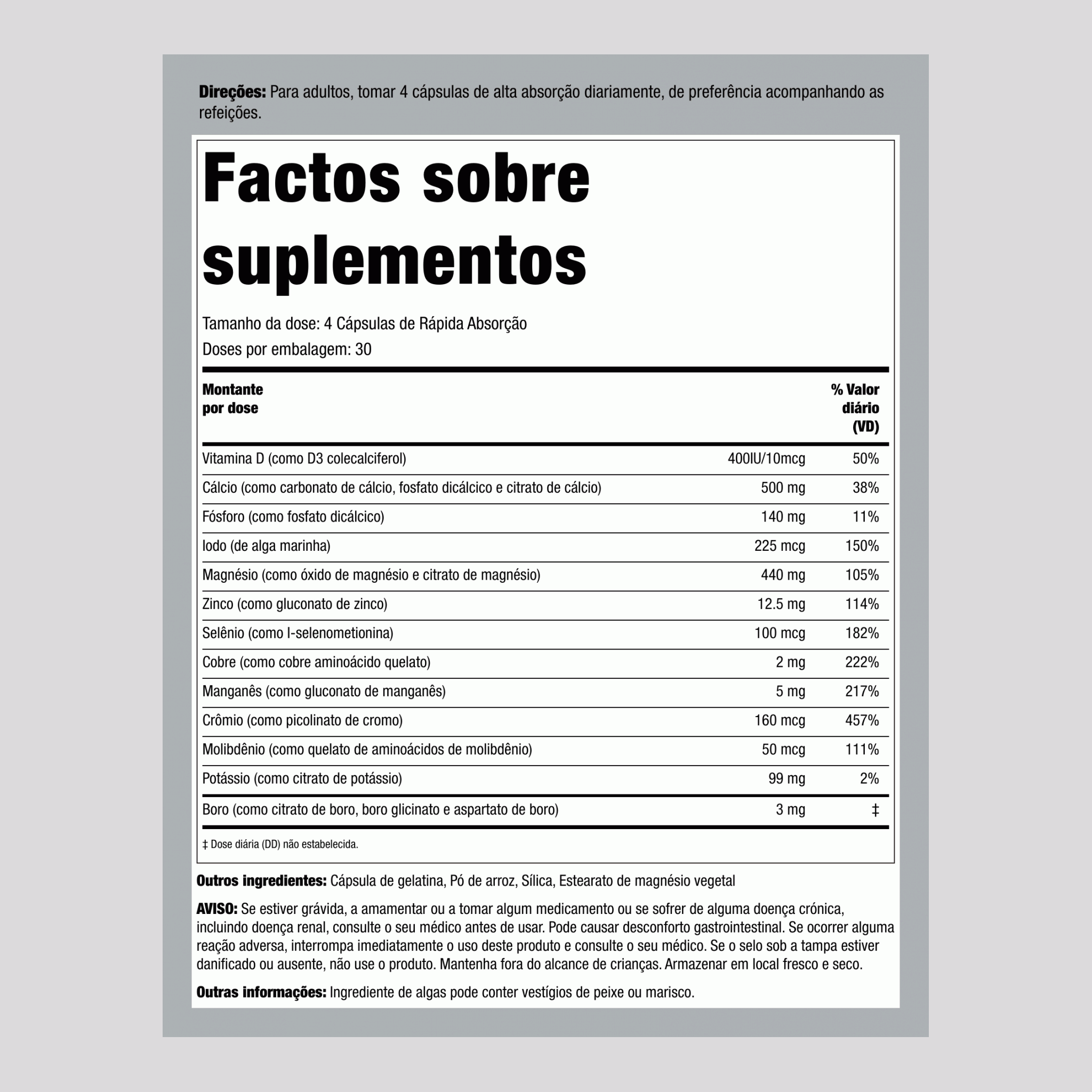 Mega multivitaminas e minerais quelatos 120 Cápsulas de Rápida Absorção 2 Frascos     