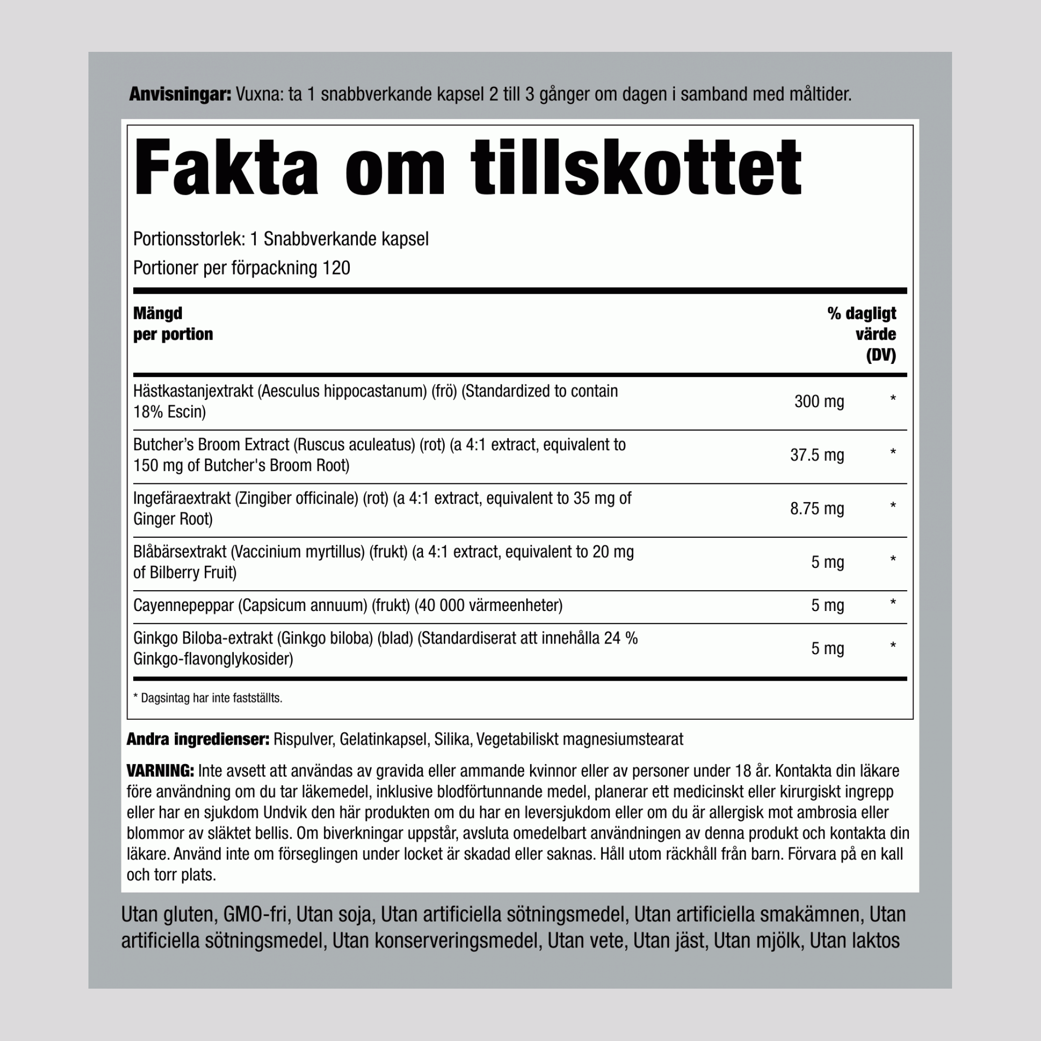 Bencirkulationssammansättning (dubbel styrka) 120 Snabbverkande kapslar       