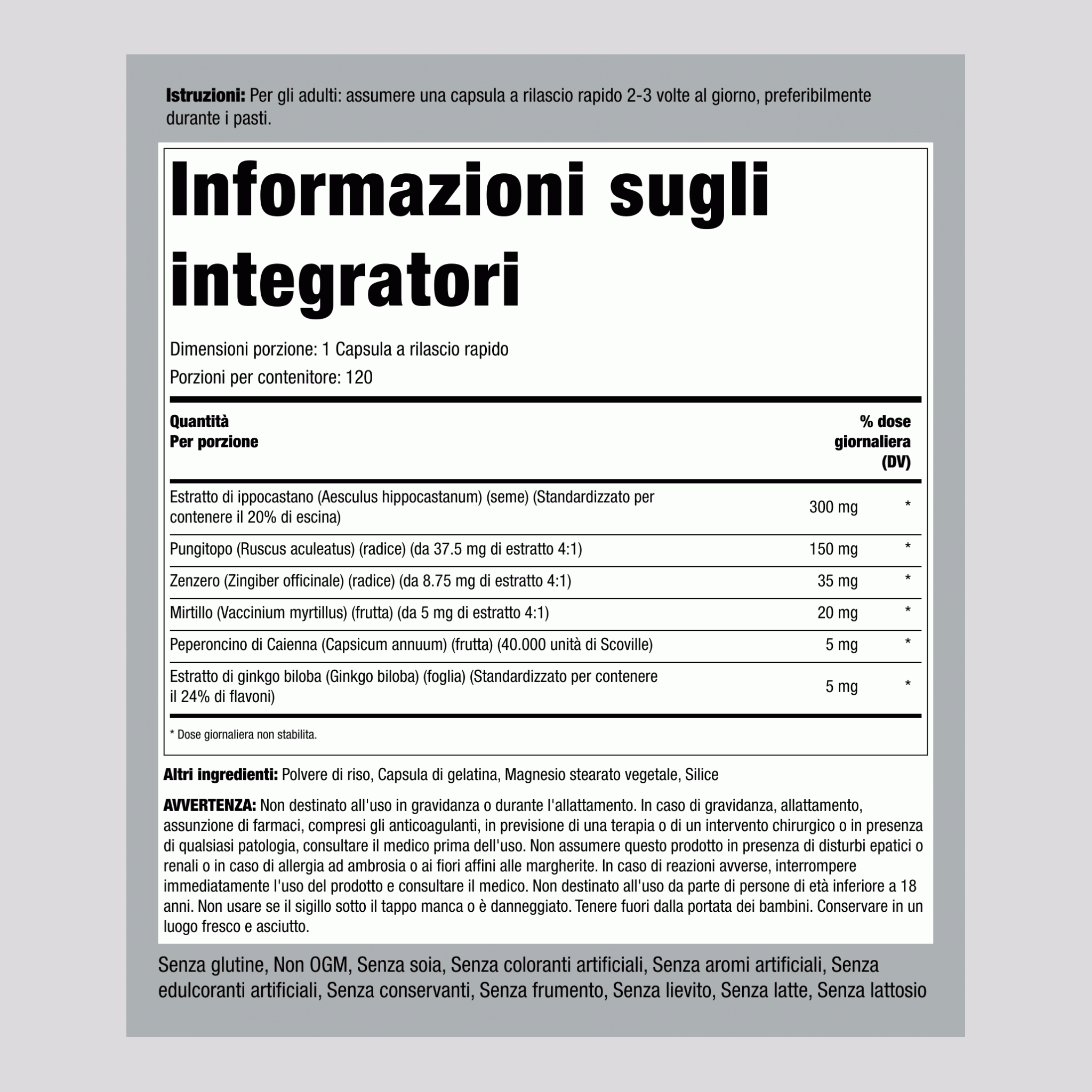 Complesso per la circolazione delle gambe (doppia efficacia) 120 Capsule a rilascio rapido 2 Bottiglie     