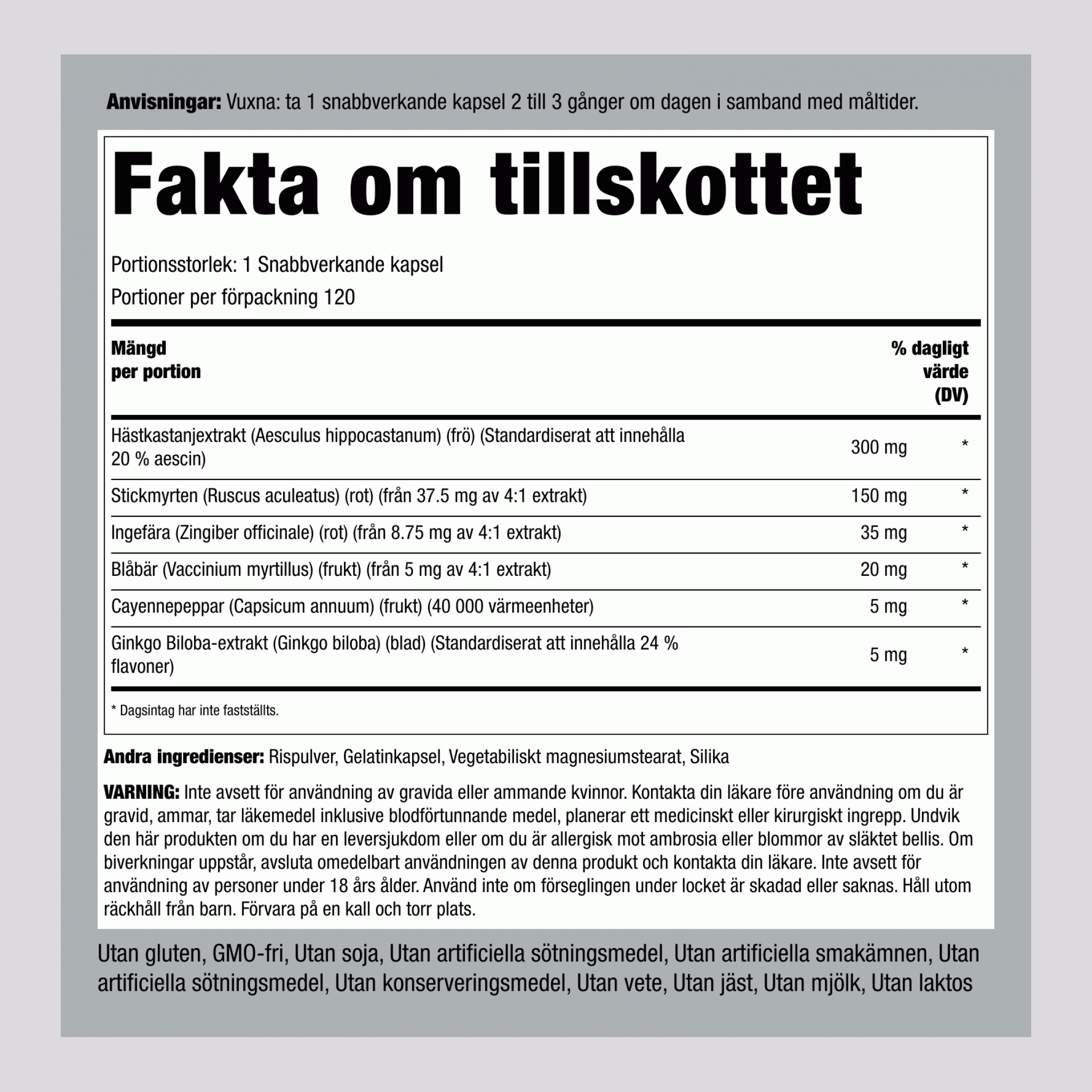 Kompleks za izboljšanje prekrvavitve nog (dvojna moč) 120 Kapsule s hitrim sproščanjem 2 Steklenice     