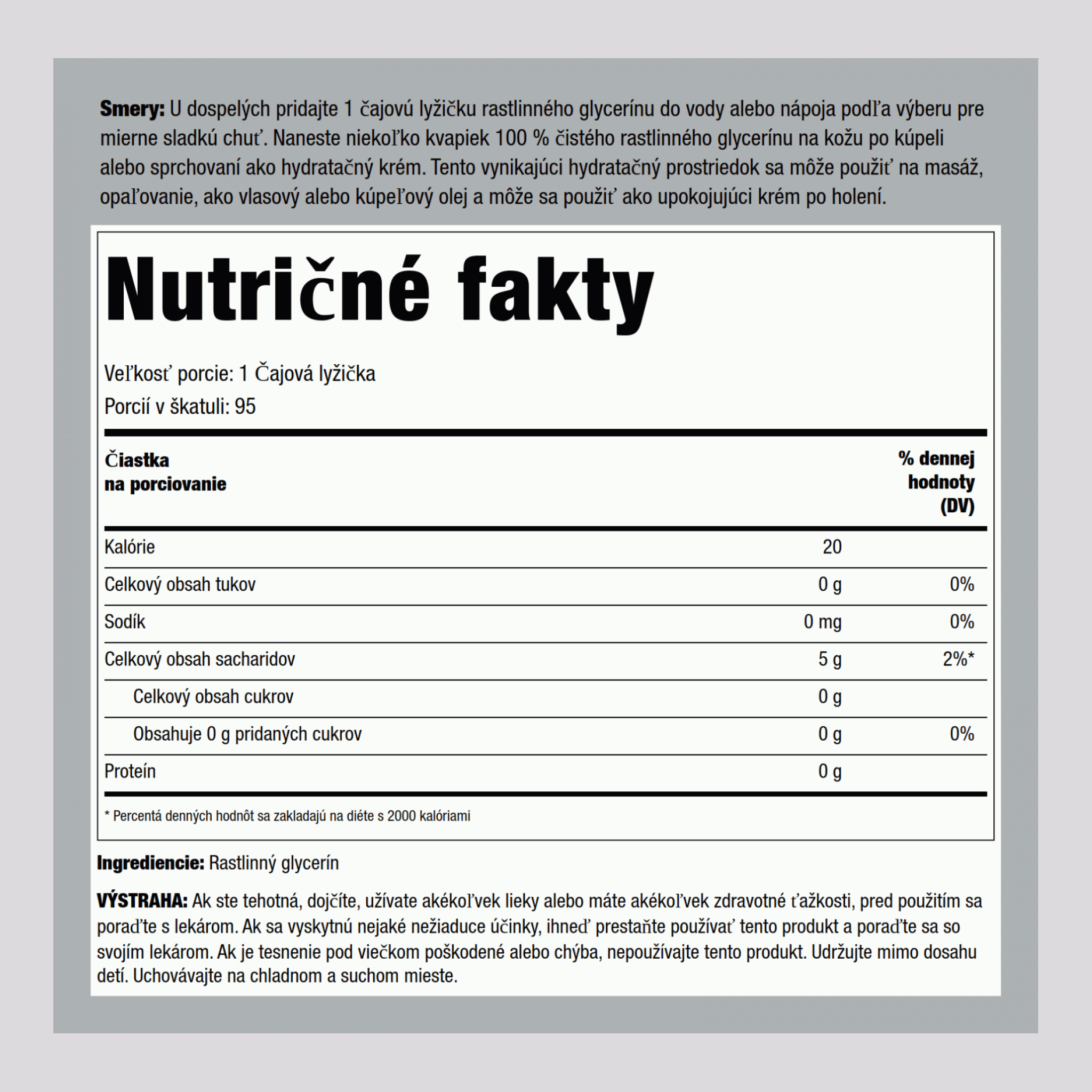 Rastlinný glycerín 16 fl oz 473 ml Fľaša    