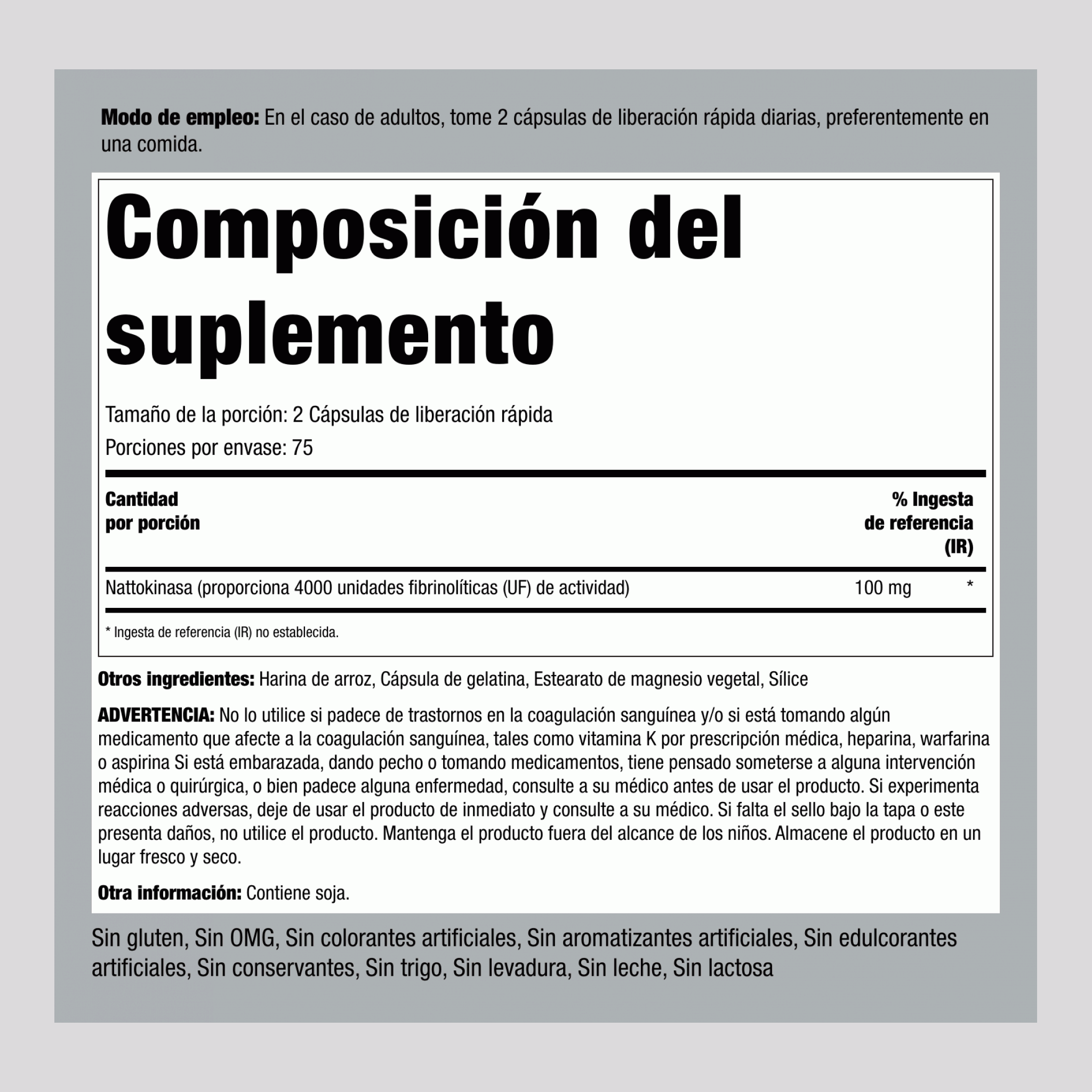 Ultra Nattokinase 4000 FU, 100 mg (por porción), 150 Cápsulas de Liberación Rápida
