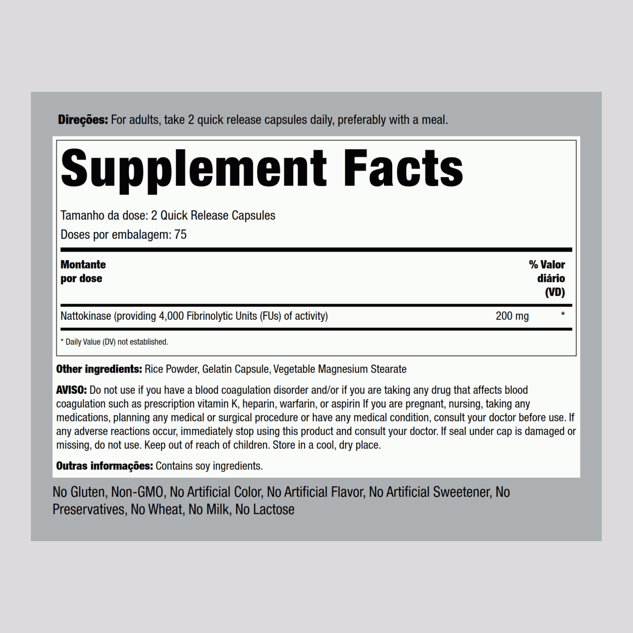 Ultra nattokinase 4000 FU 200 mg (por dose) 150 Cápsulas de Rápida Absorção     
