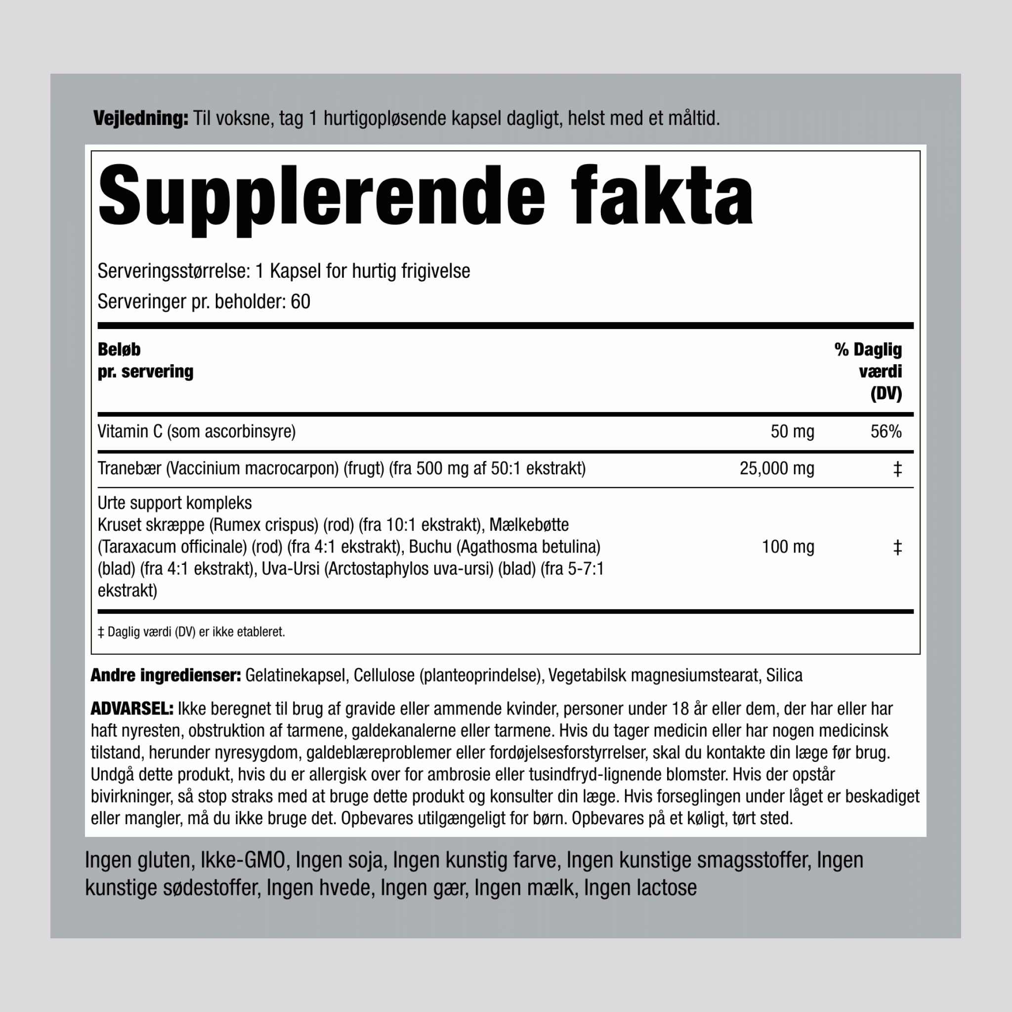 Pleje af nyrerne,  60 Kapsler for hurtig frigivelse 2 Flasker