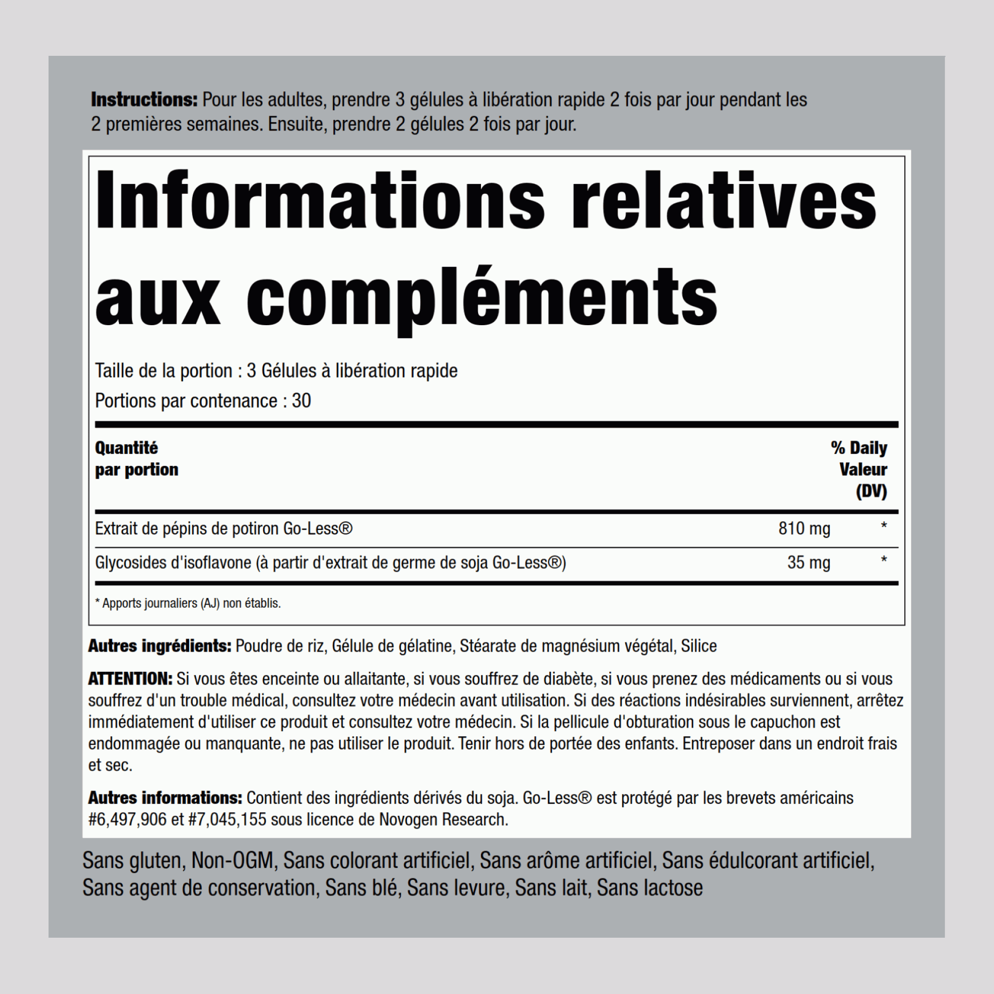 Contrôle urinaire pour une miction moins fréquente (Force maximale) 90 Gélules à libération rapide 2 Bouteilles      