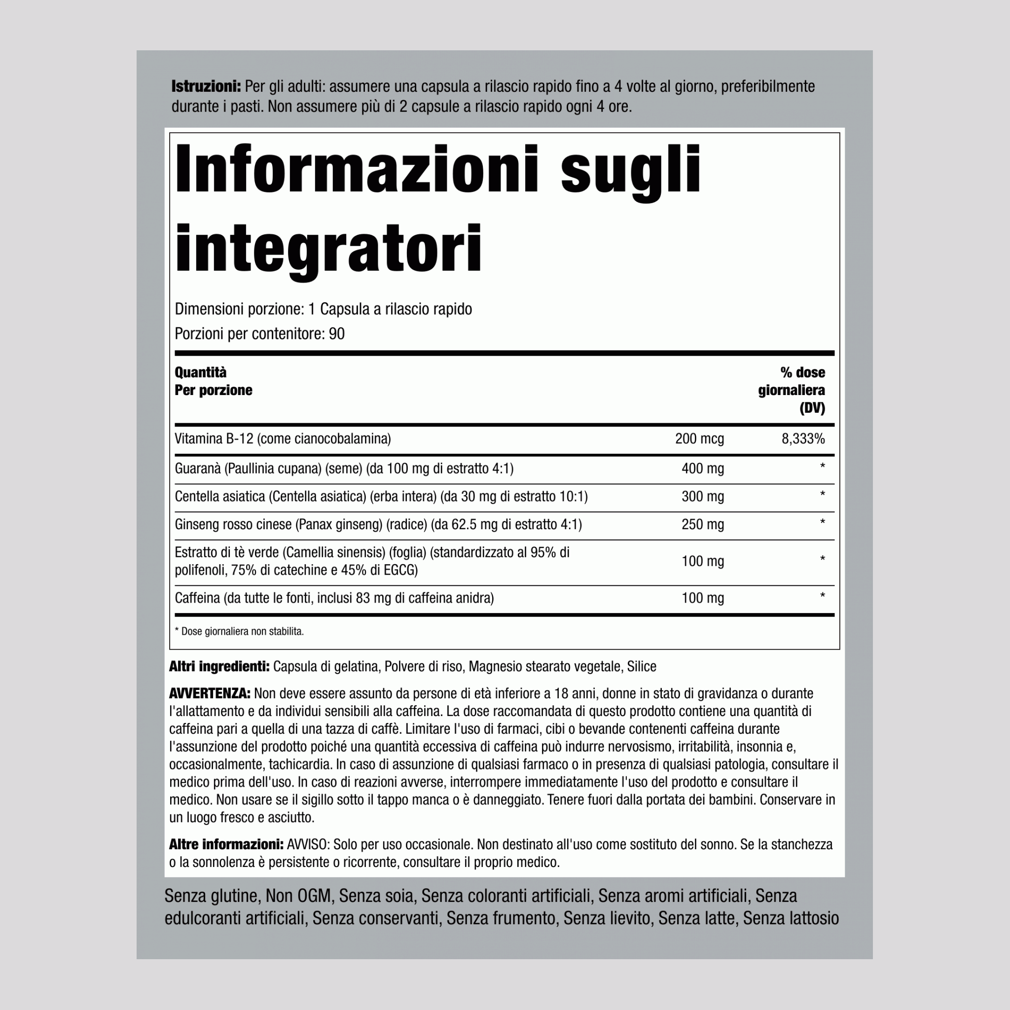 Ultra energizzante,  90 Capsule a rilascio rapido 2 Bottiglie