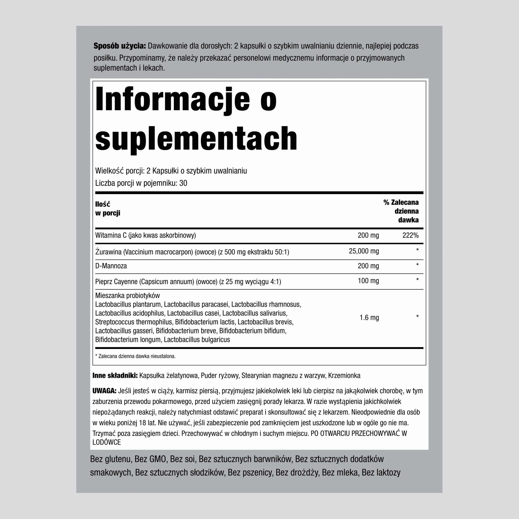 Zestaw na układ moczowy + d-mannoza i żurawina,  60 Kapsułki o szybkim uwalnianiu 2 Butelki
