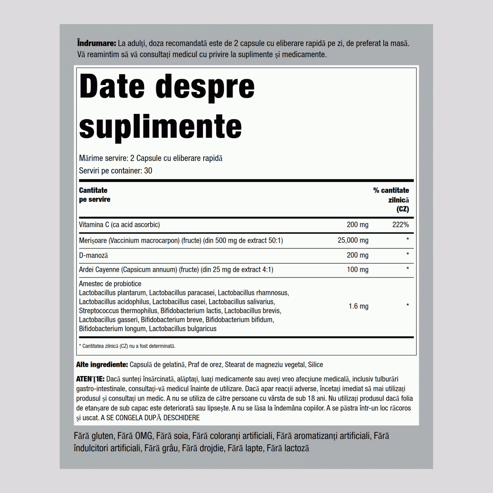 Complexe urinaire + D-mannose et Canneberge (Cranberry),  60 Gélules à libération rapide 2 Bouteilles