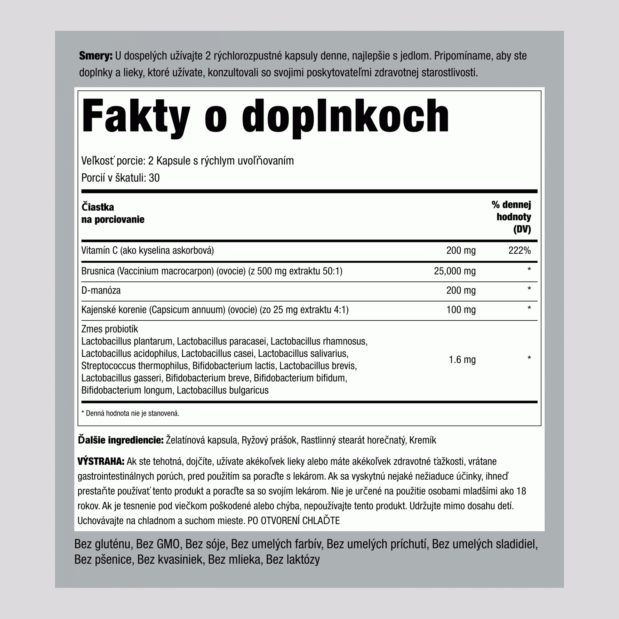Komplex na močové cesty + D-manóza a brusnice,  60 Kapsule s rýchlym uvoľňovaním 2 Fľaše