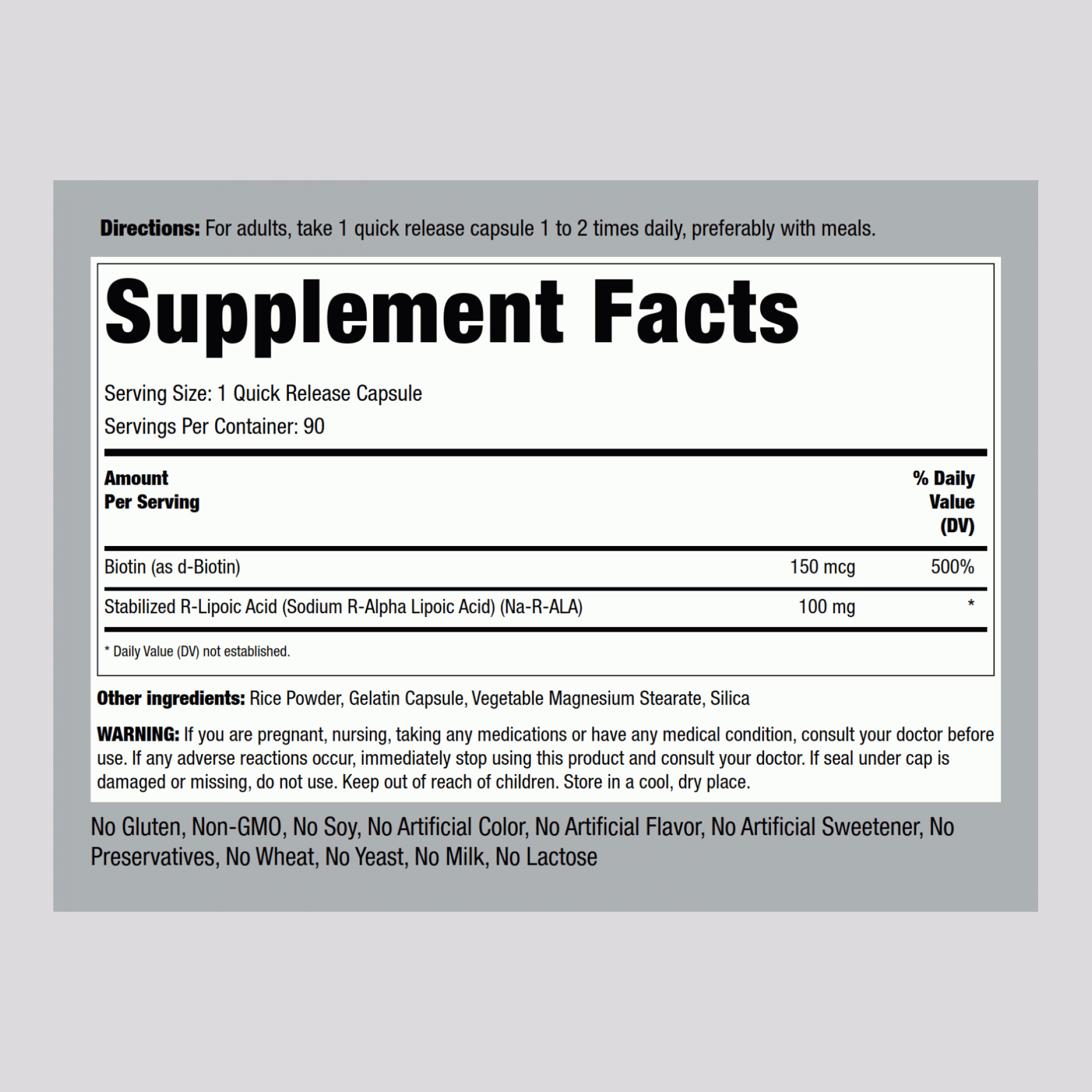 R級α-硫辛酸（穩定型）加生物素優化劑 100 mg 90 快速釋放膠囊     