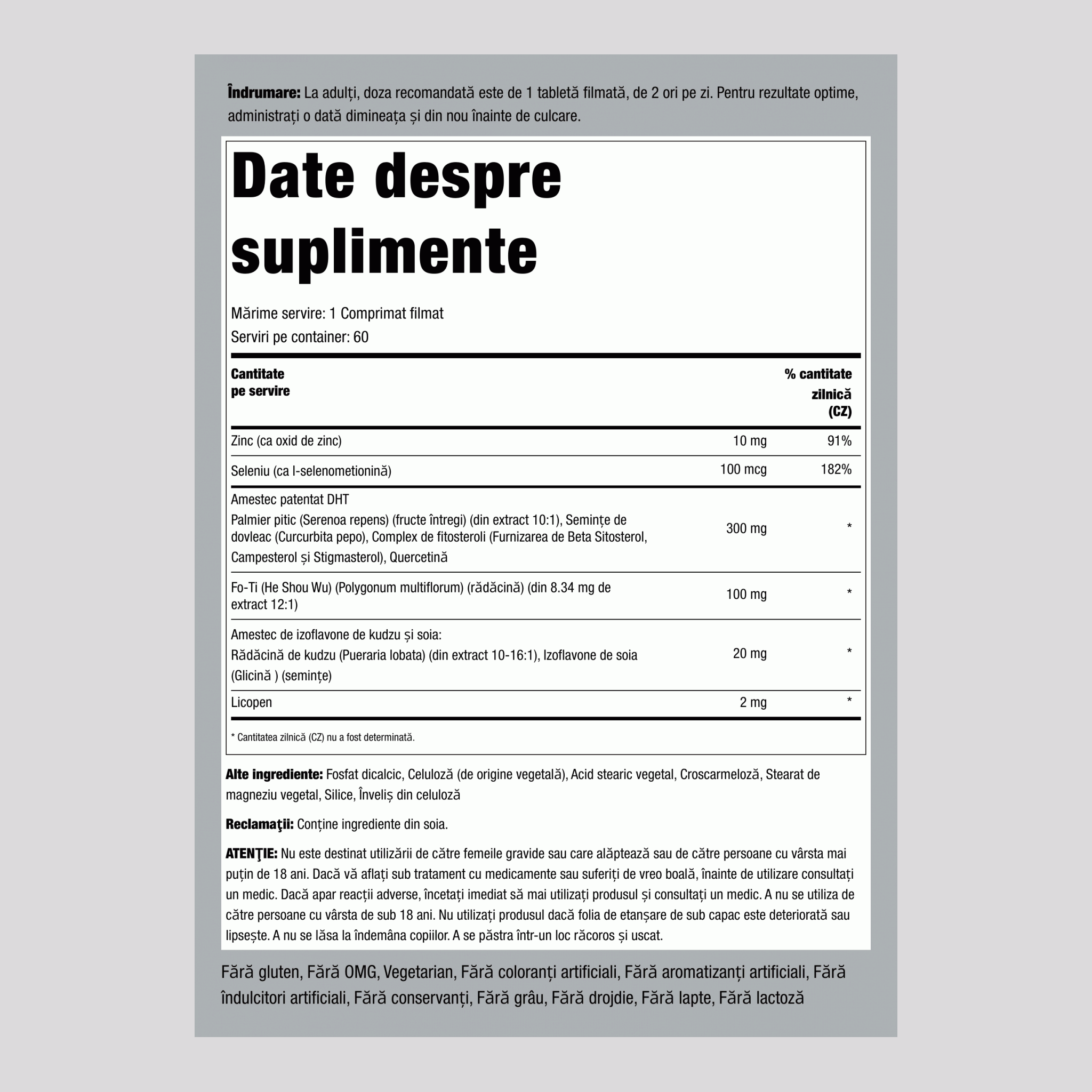DHT pentru Bărbați și Femei, 60 Comprimate Filmate