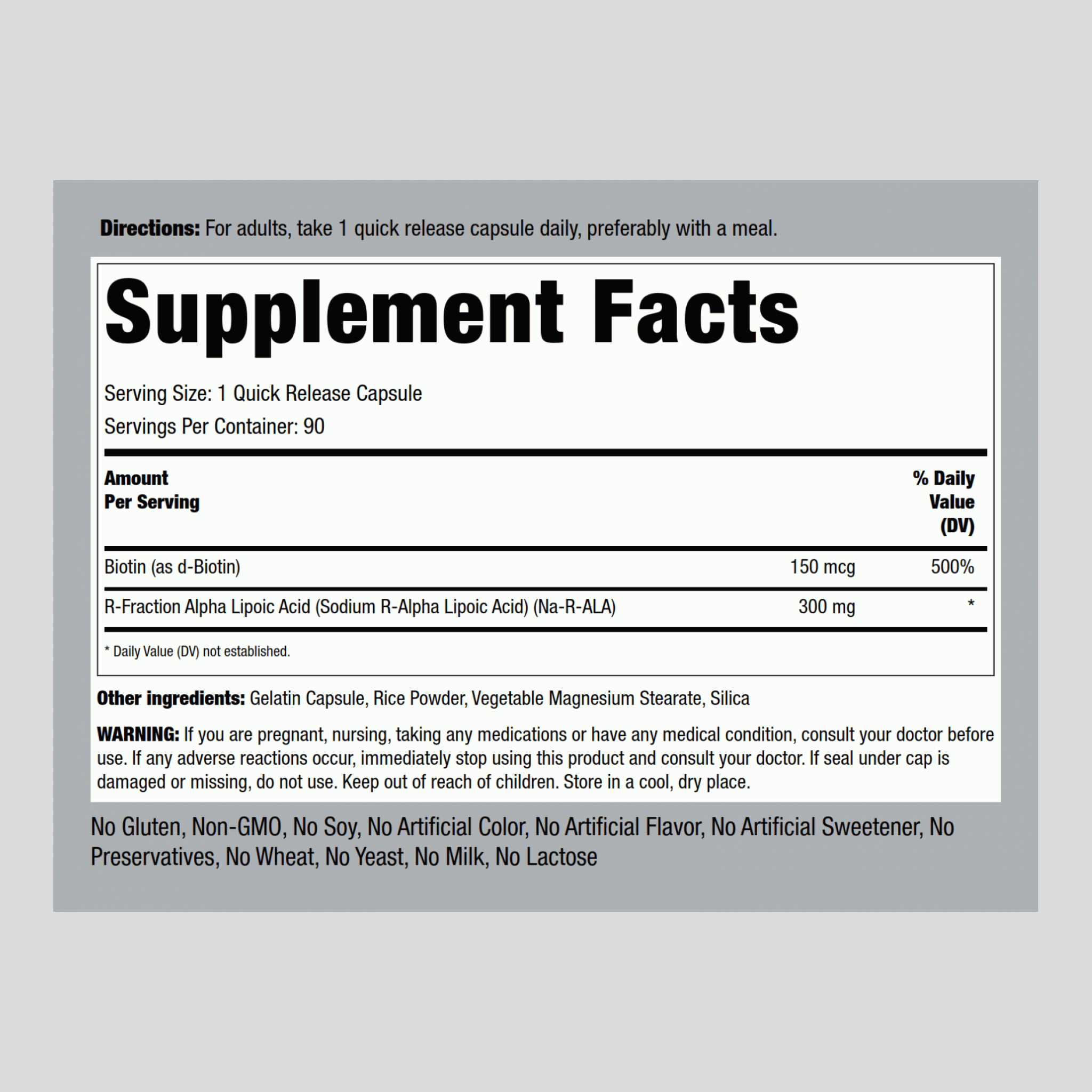 R級α-硫辛酸（穩定型）加生物素優化劑 300 mg 90 快速釋放膠囊     