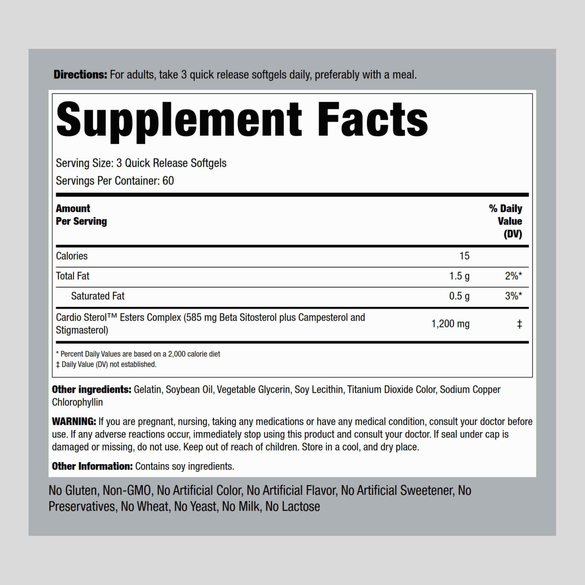 Beta Sitosterol, 1200 mg (per serving), 180 Quick Release Softgels