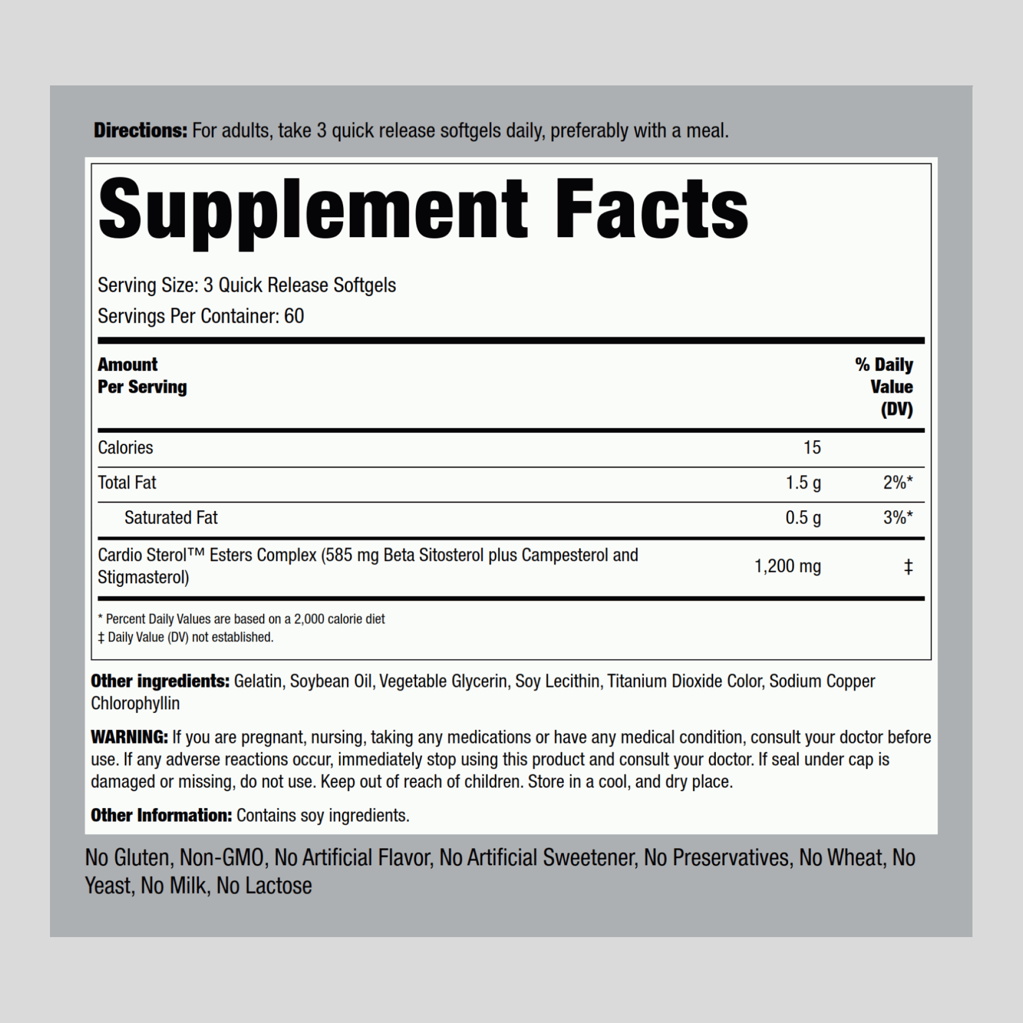 Beta Sitosterol, 1200 mg (per serving), 180 Quick Release Softgels, 2  Bottles