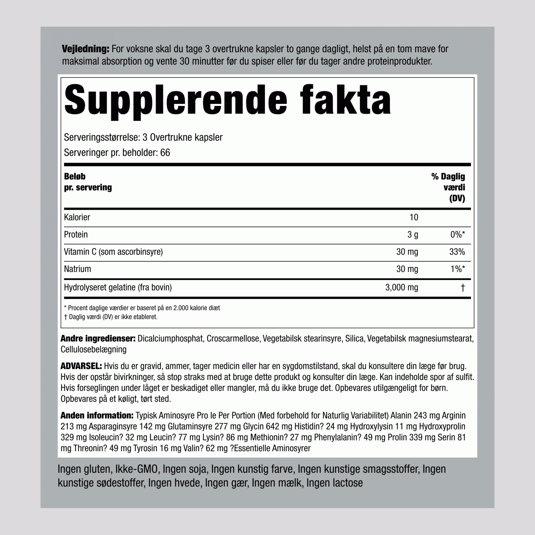 Multi-aminosyrer 200 Overtrukne kapsler       