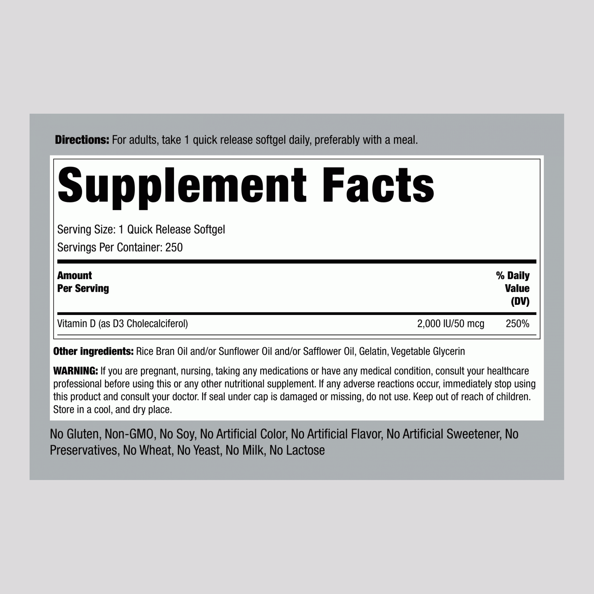 高效維生素D3  2000 IU 250 快速釋放軟膠囊     
