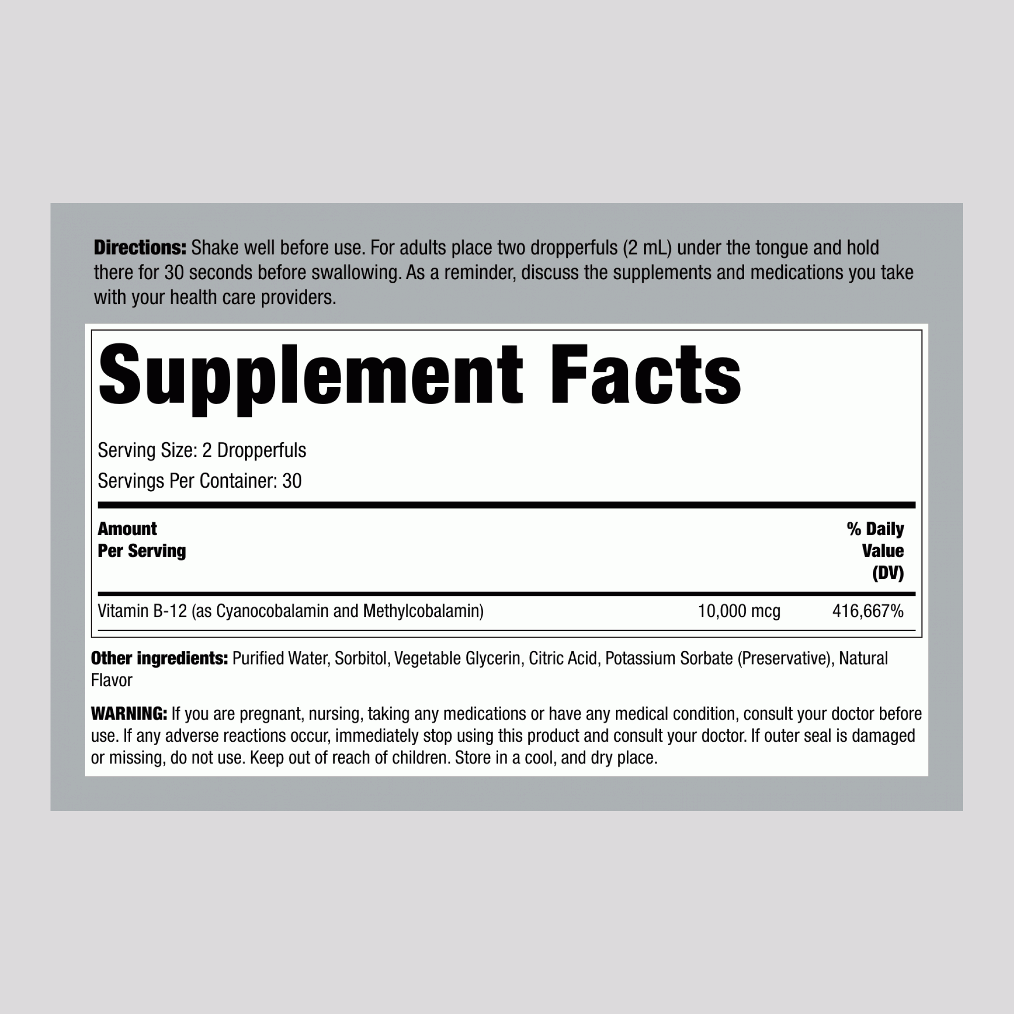 液體 B-12（莓果味） 10000 mcg 2 fl oz (59 毫升), 滴管瓶    