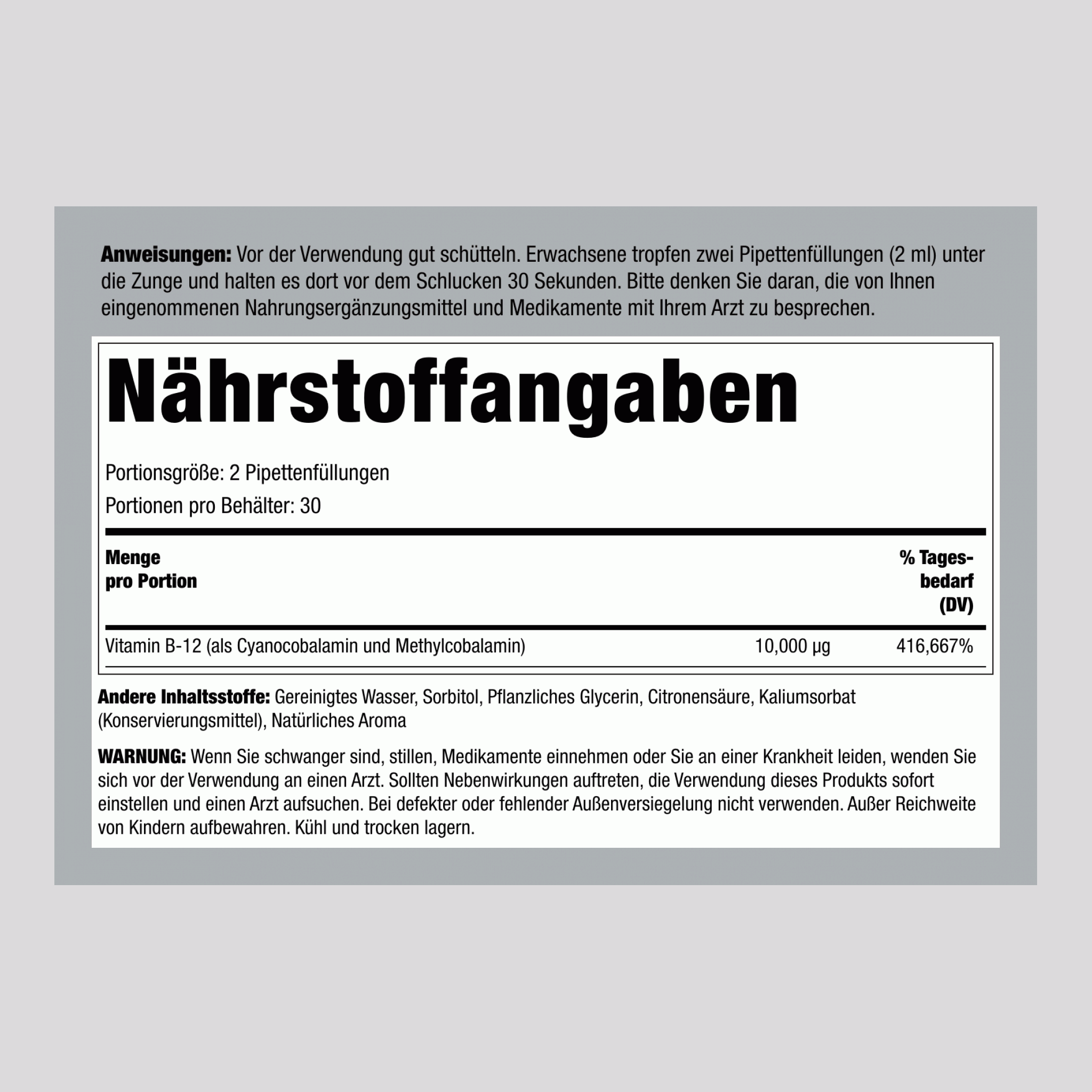 Flüssiges B-12 (Beere)  10000 µg 2 fl oz (59 ml), Tropfflasche 2 Tropfflaschen   