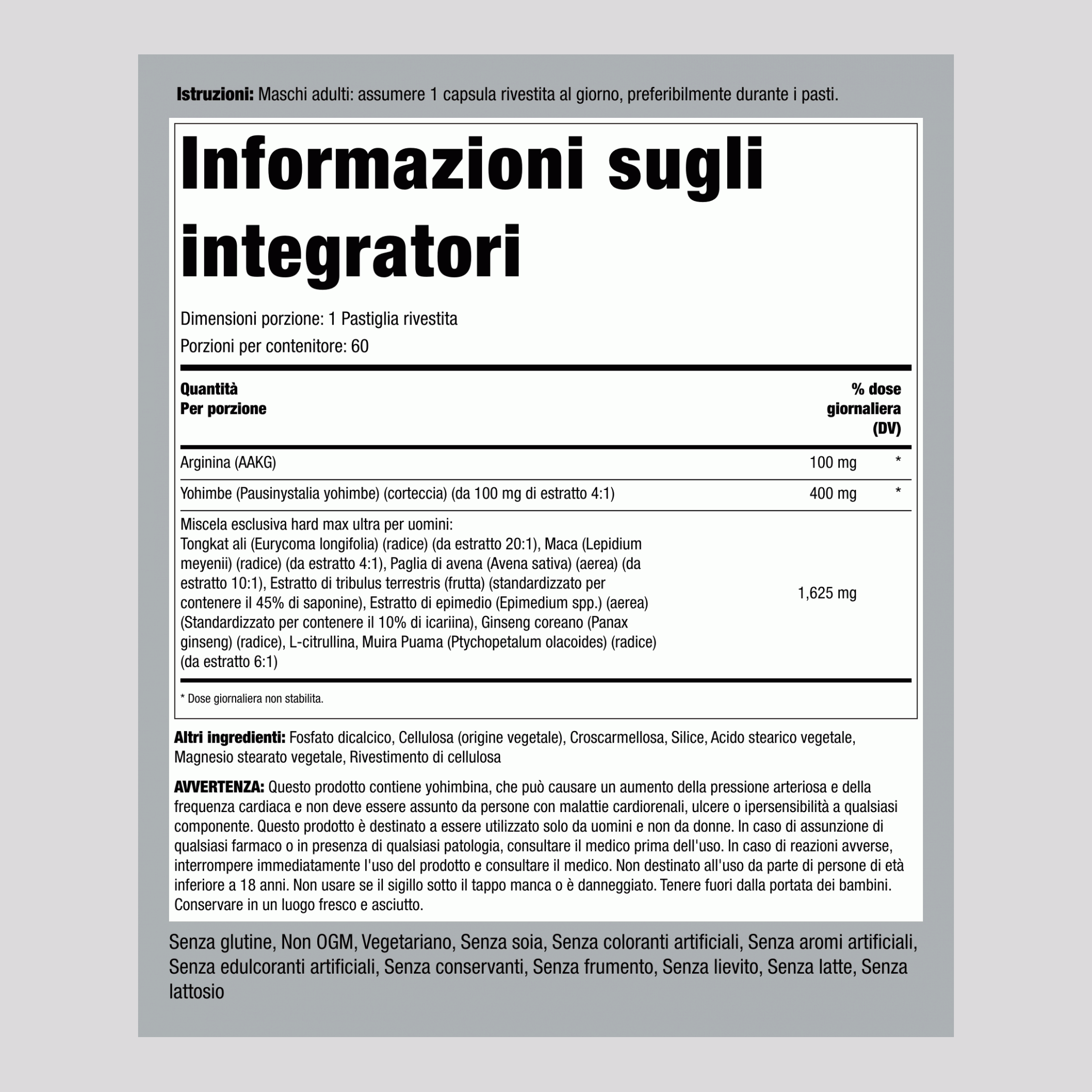 HARD MAX ultra per uomo 60 Pastiglie rivestite       