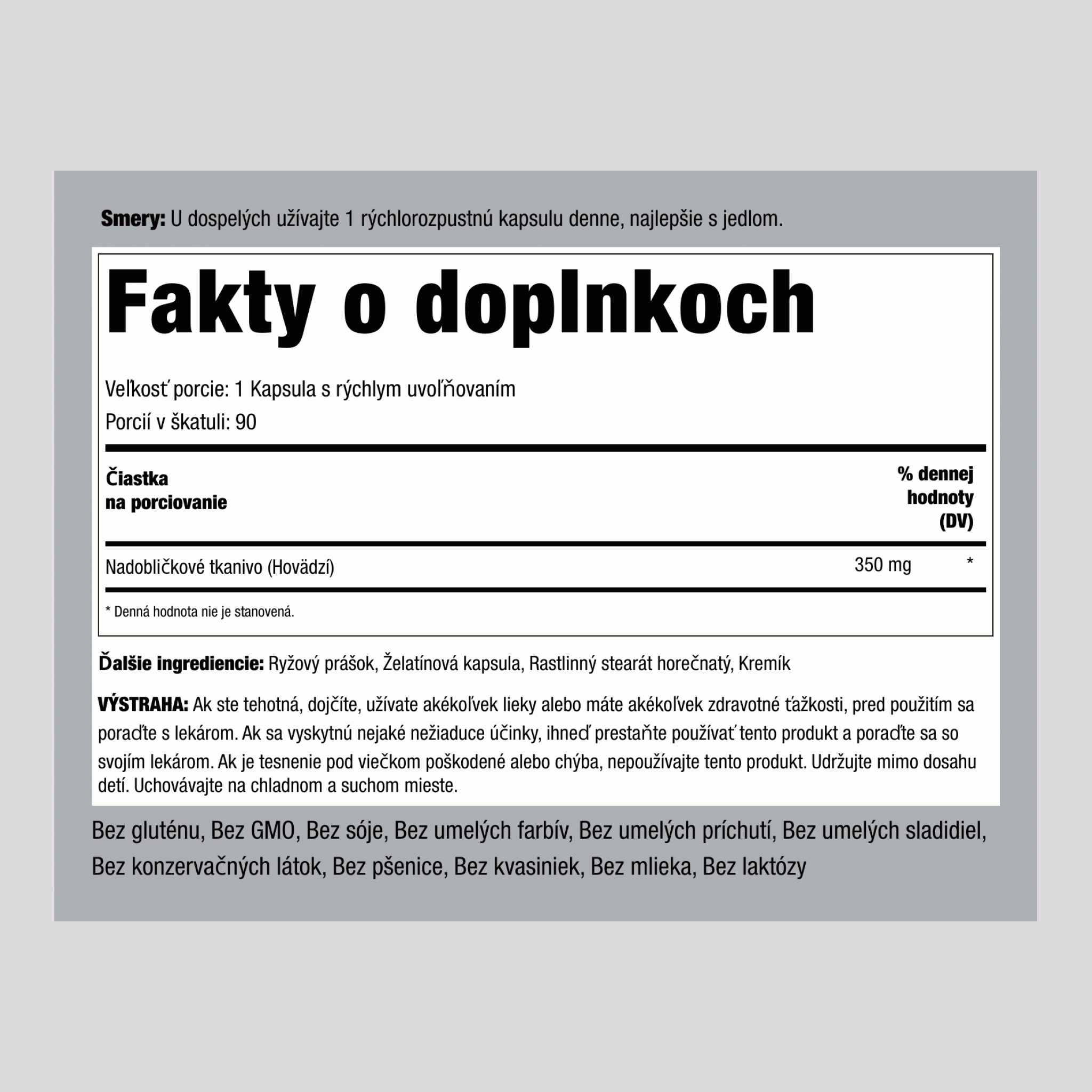 Raw žľazy nadobličiek (hovädzie) 350 mg 90 Kapsule s rýchlym uvoľňovaním 2 Fľaše   