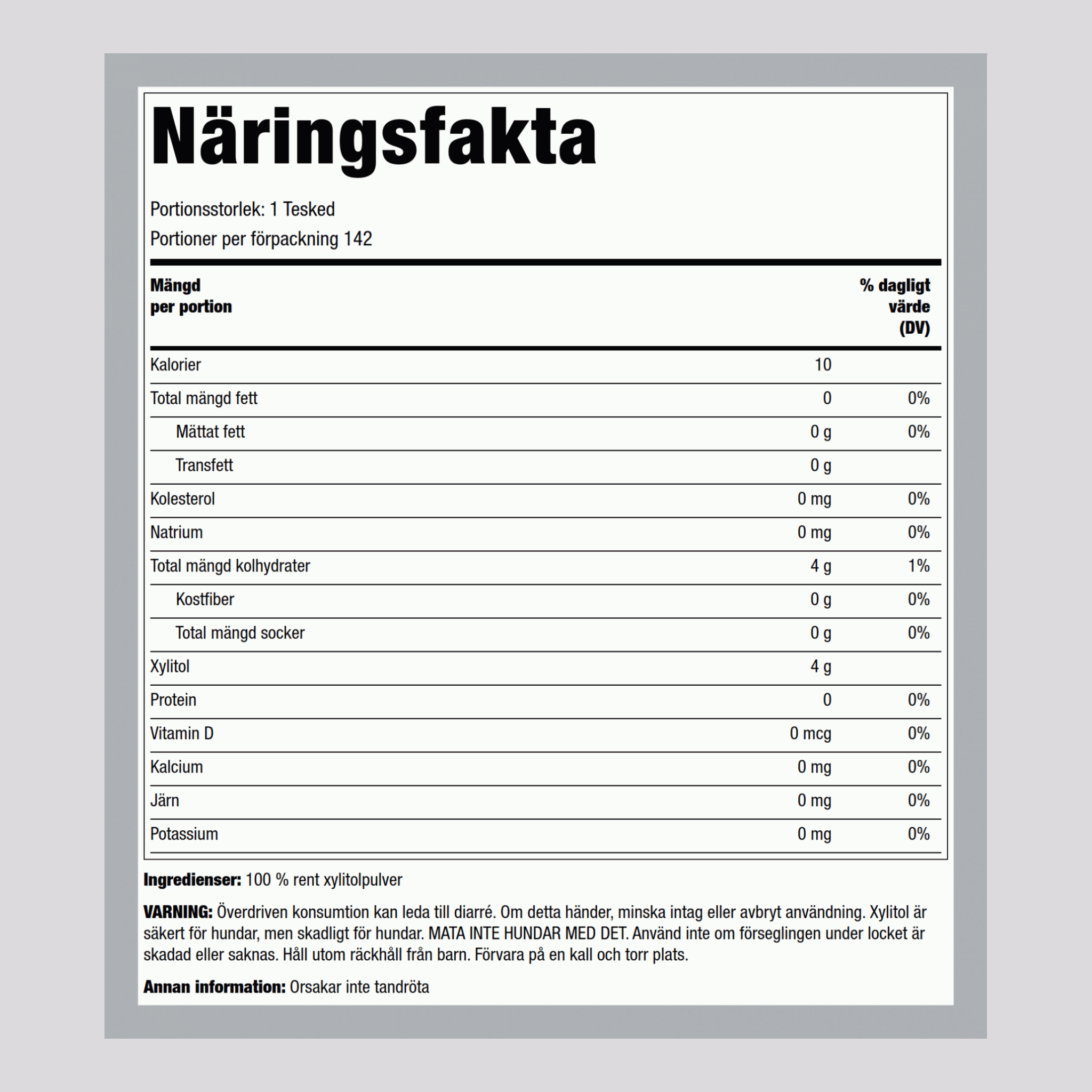 100 % rent sötningsmedel (xylitol) 20 oz 568 g Flaska    