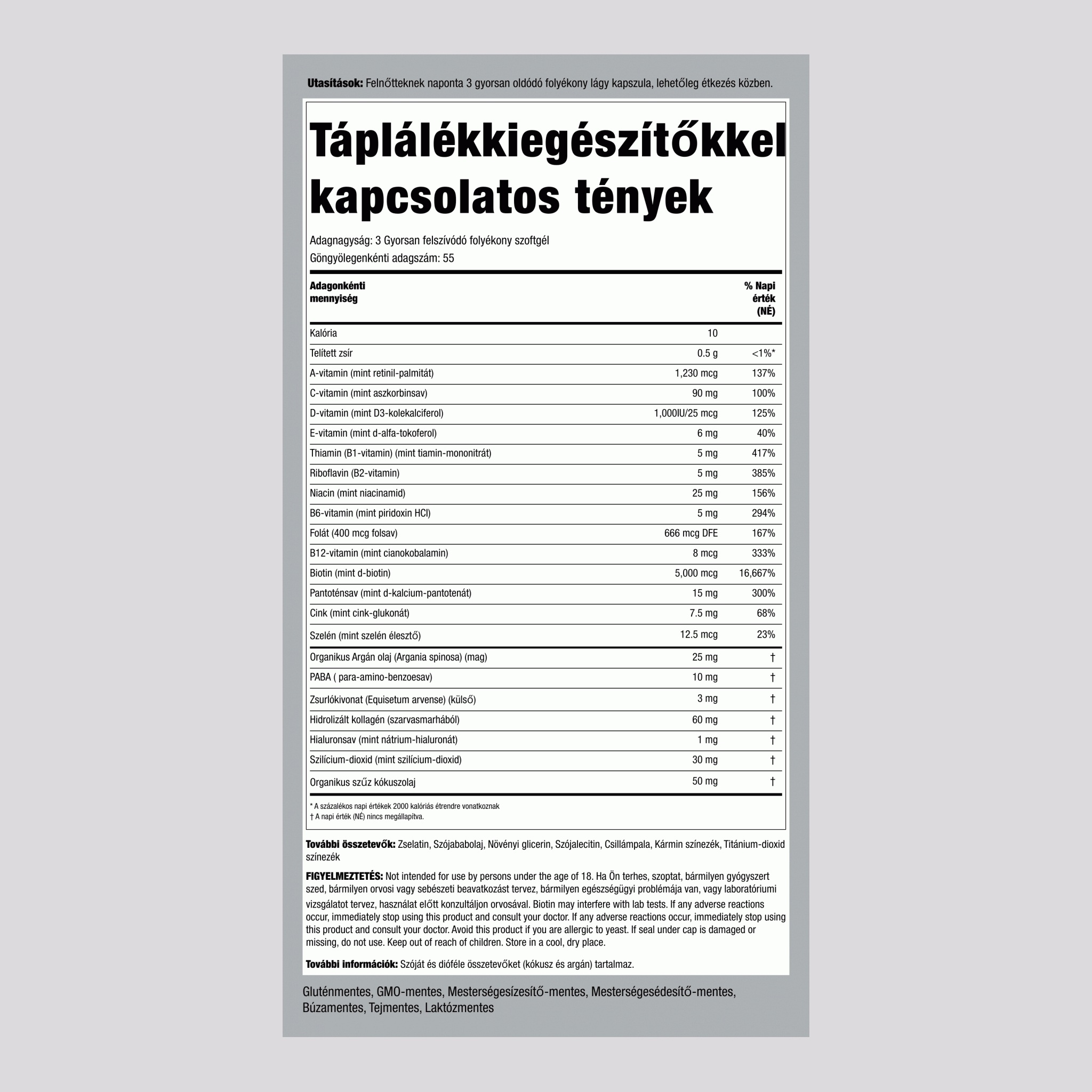 Haj, bőr és köröm átitatva marokkói argánolajjal 165 Gyorsan felszívódó folyékony szoftgél       