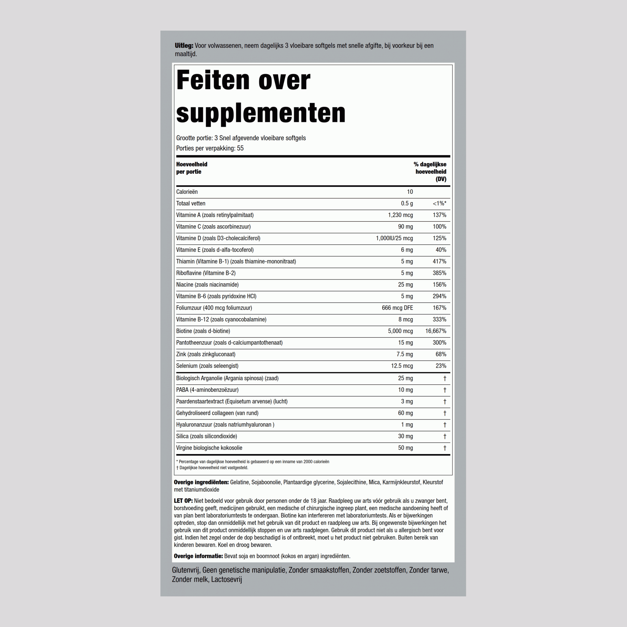 Haar, huid & nagels doordrenkt met Marokkaanse arganolie 165 Snel afgevende vloeibare softgels       