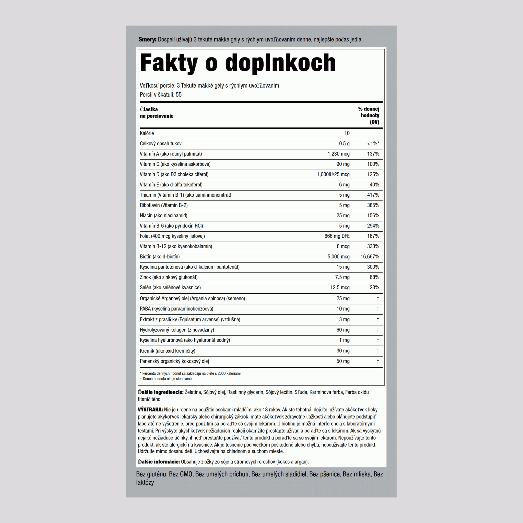 Vlasy, pokožka a nechty ponorené do marockého argánového oleja 165 Tekuté mäkké gély s rýchlym uvoľňovaním       