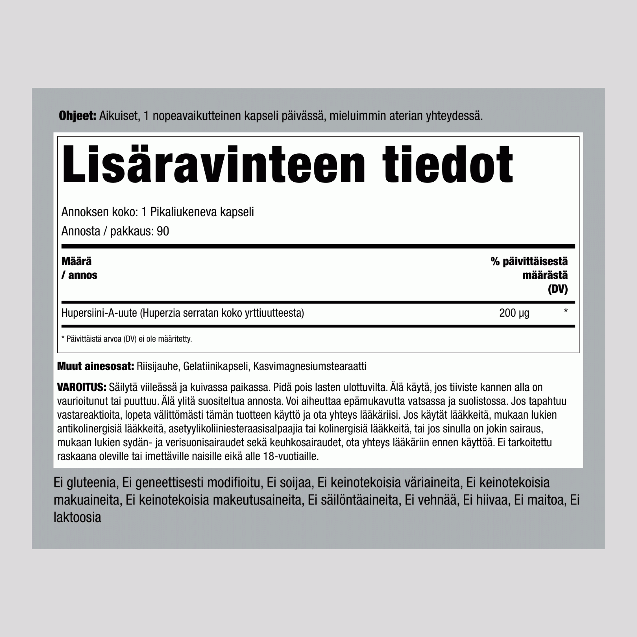 Hupertsiini A, 200 mcg, 90 pikavapautuskapselia