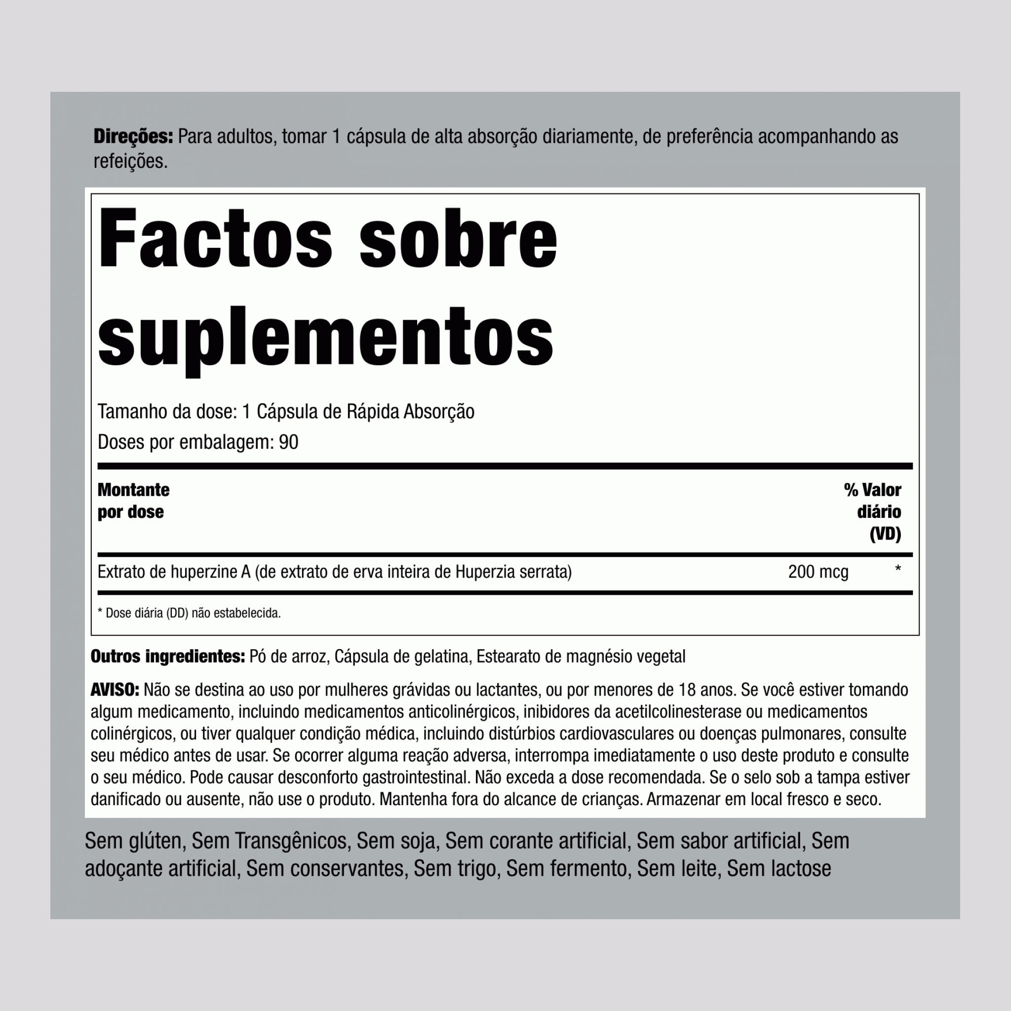 Huperzine A, 200 mcg, 90 Cápsulas de Liberação Rápida