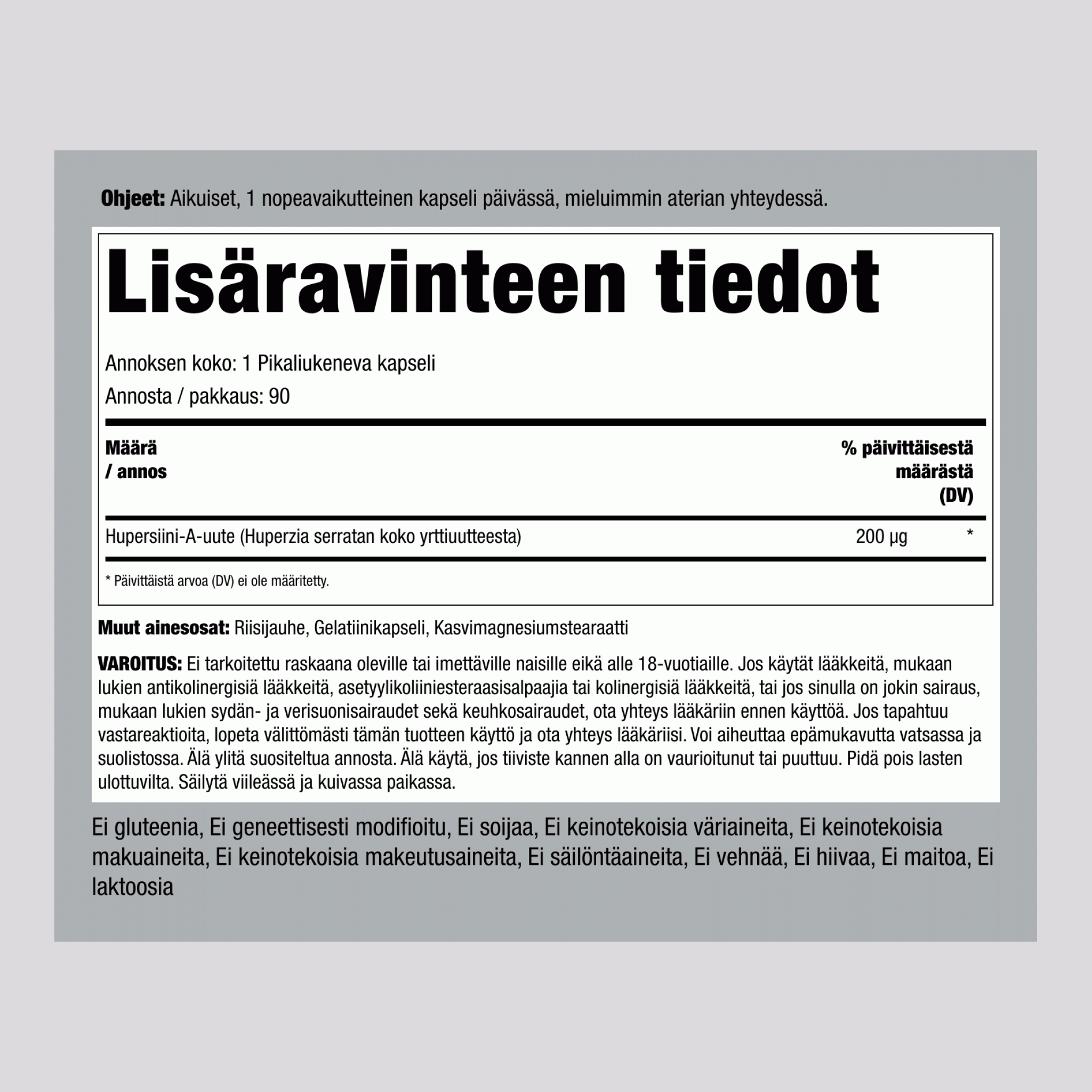 Hupersiini-A 200 μg 90 Pikaliukenevat kapselit 2 Pulloa   