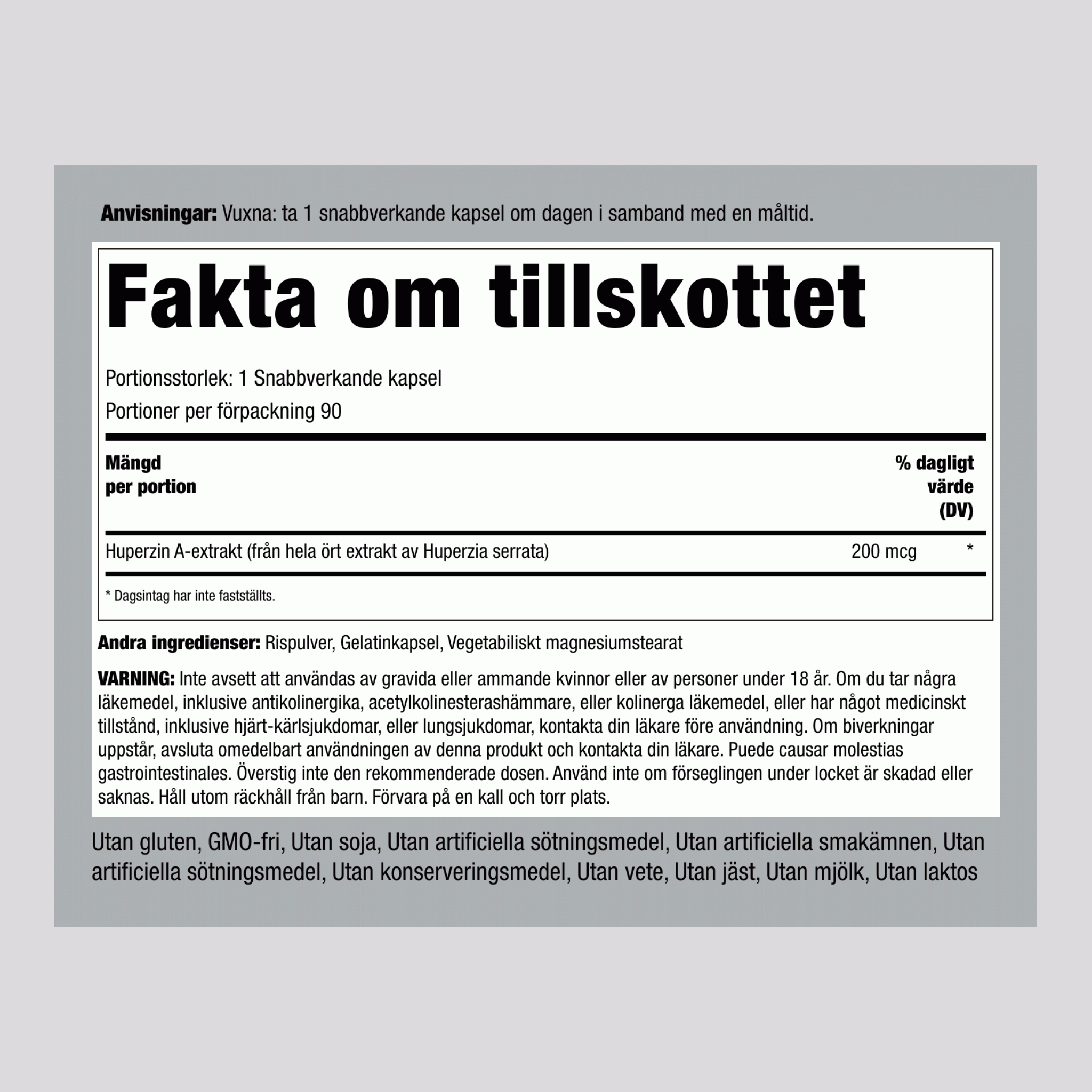 Huperzin A 200 µg 90 Kapsule s hitrim sproščanjem 2 Steklenice   