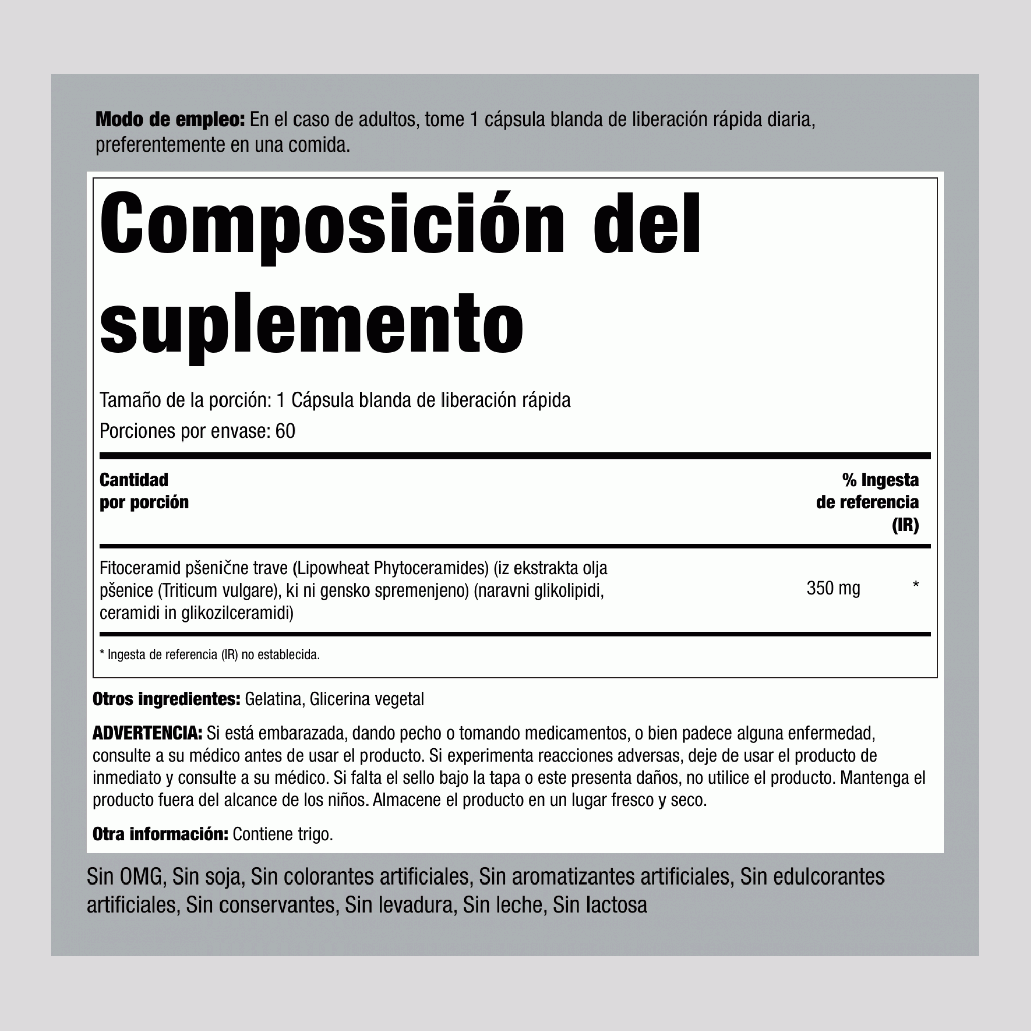 Complejo de fitoceramidas 1500 mg 100 Cápsulas de liberación rápida 2 Botellas/Frascos