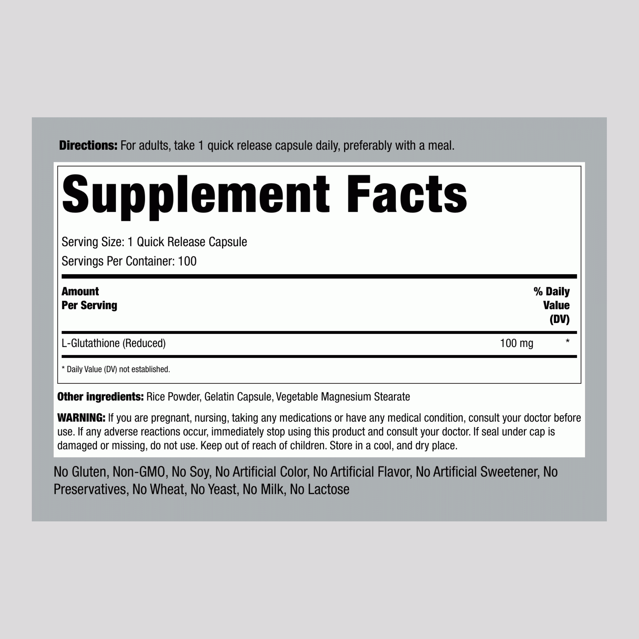 左旋谷胱甘肽 （還原性） 100 mg 100 快速釋放膠囊 2 瓶子   