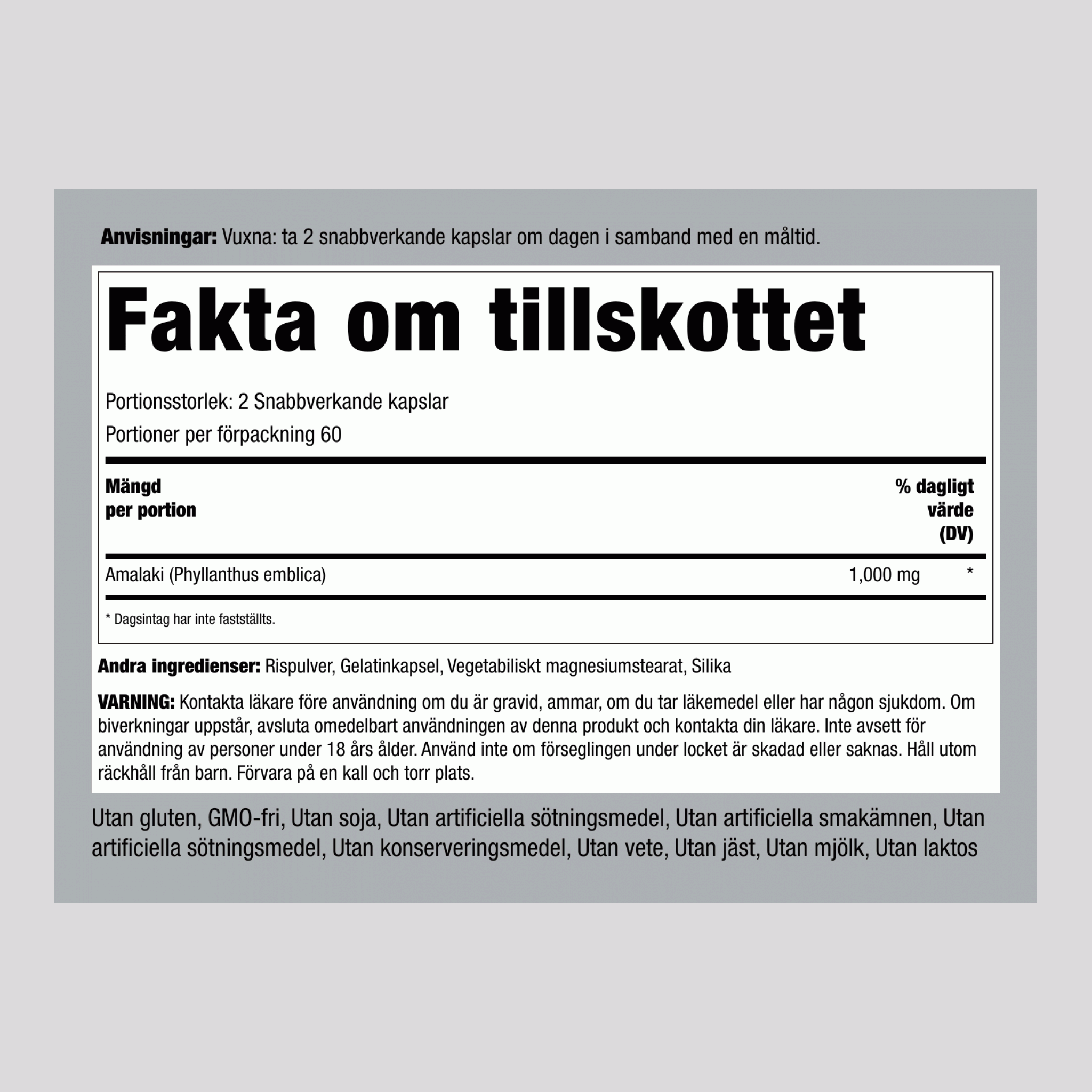 Amla (indijska kosmulja)  1000 mg (na porcijo) 120 Kapsule s hitrim sproščanjem 2 Steklenice   