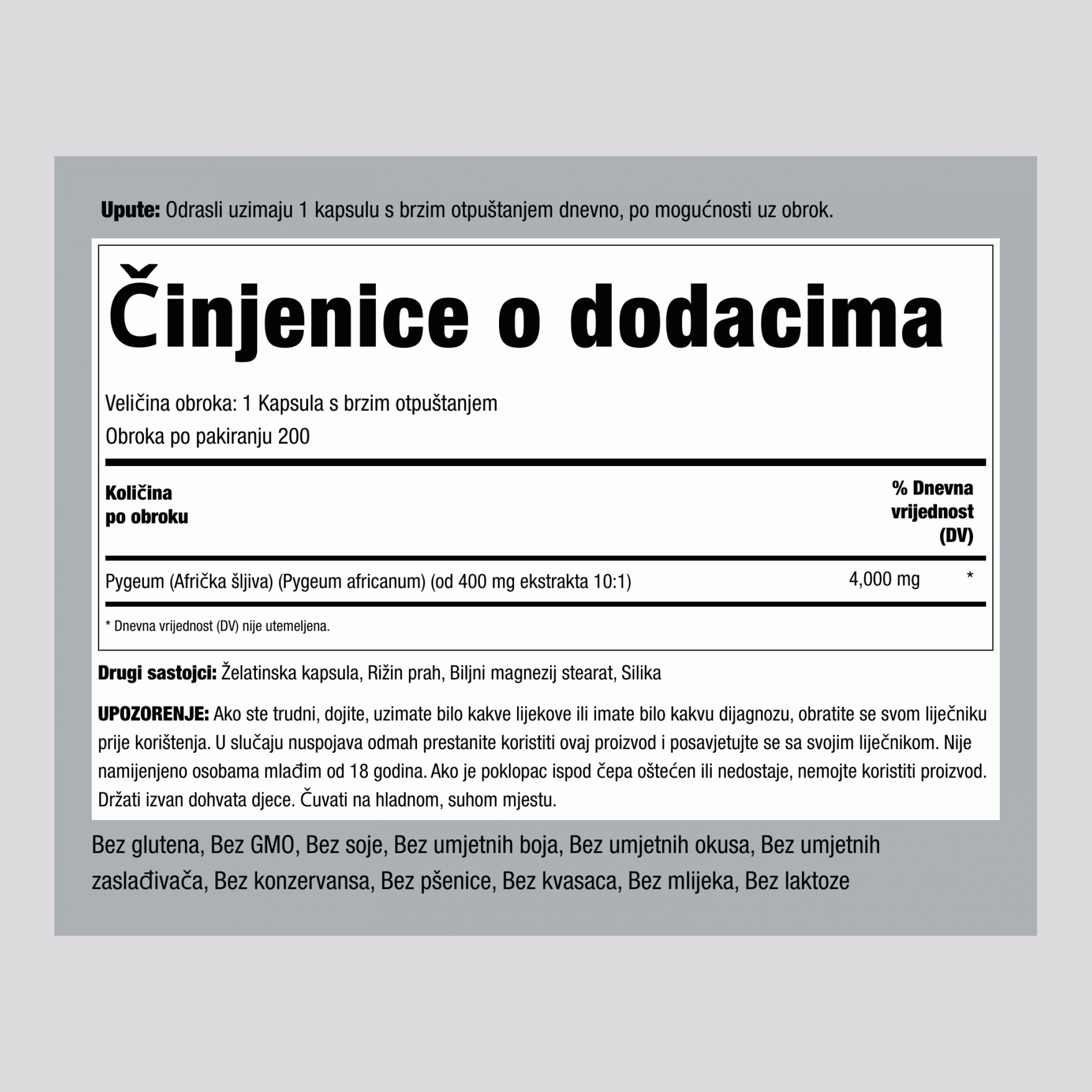 Afrička šljiva  4000 mg 200 Kapsule s brzim otpuštanjem 2 Boce   