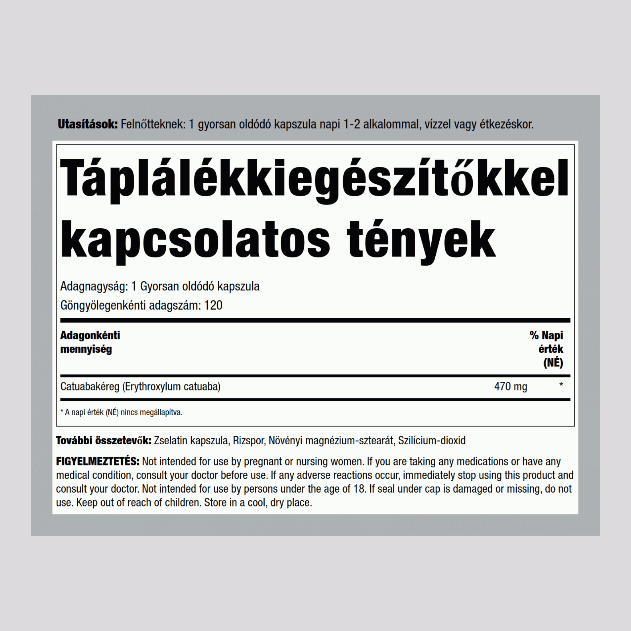 Catuabakéreg  470 mg 120 Gyorsan oldódó kapszula     