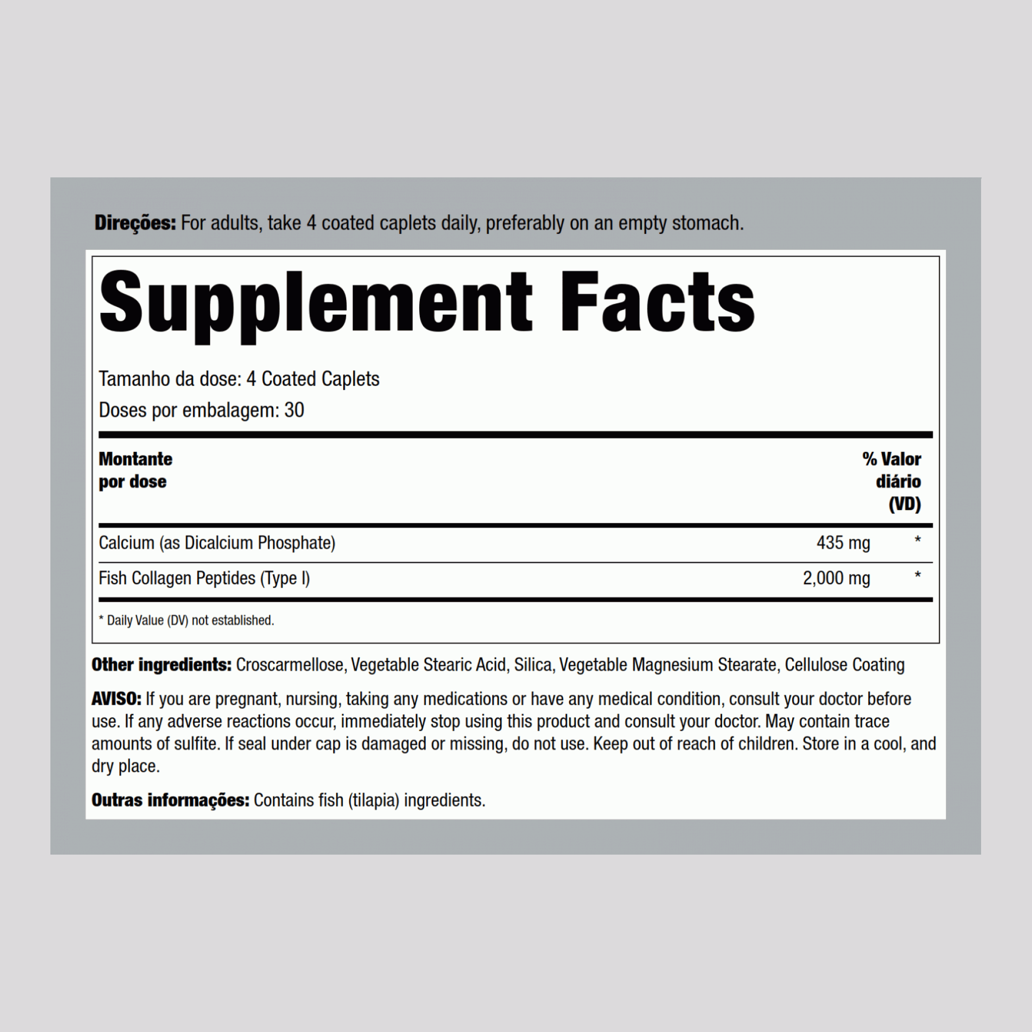 Collagène de poisson 2000 mg + acide hyaluronique, 120 Comprimés