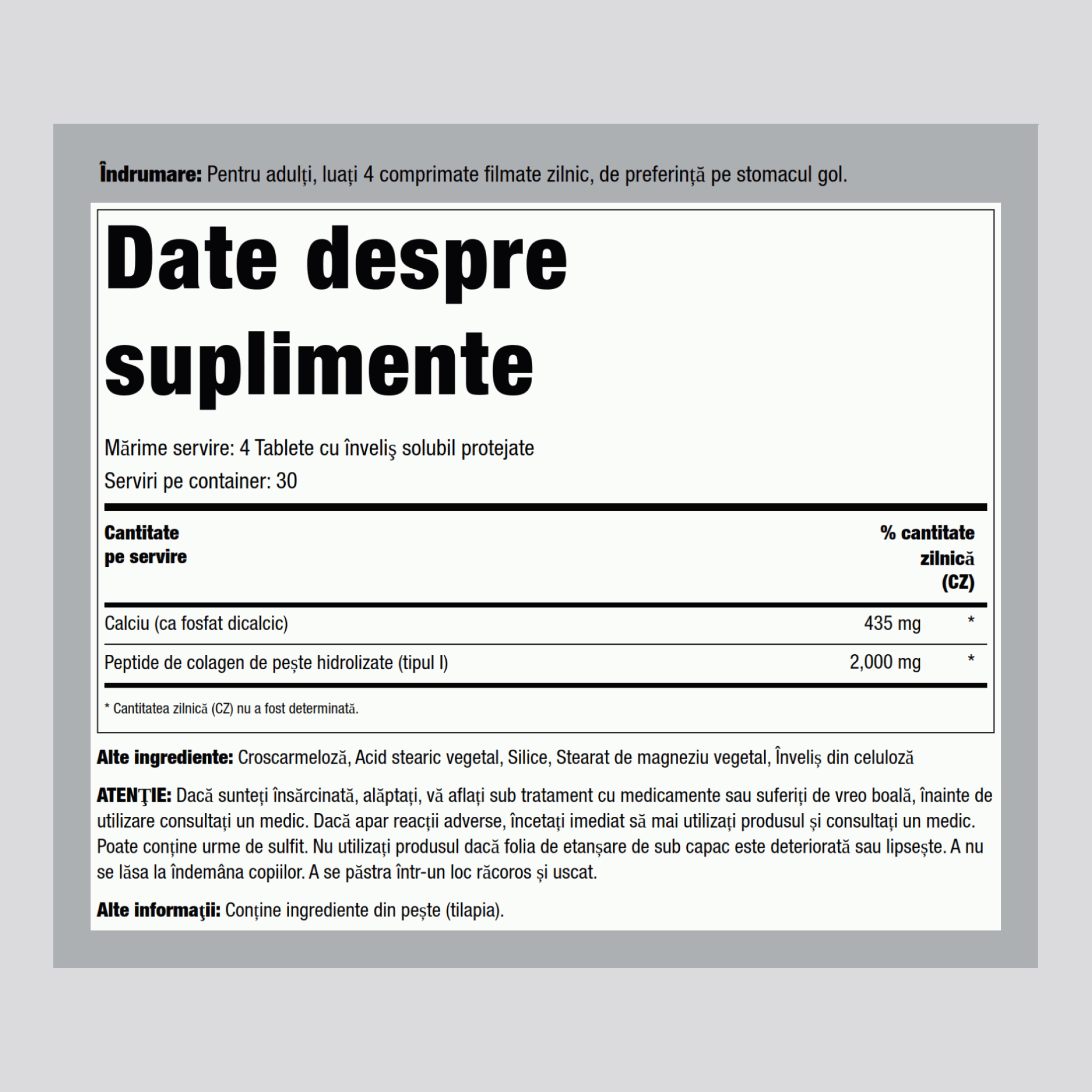 Collagène de poisson 2000 mg + acide hyaluronique, 120 Comprimés