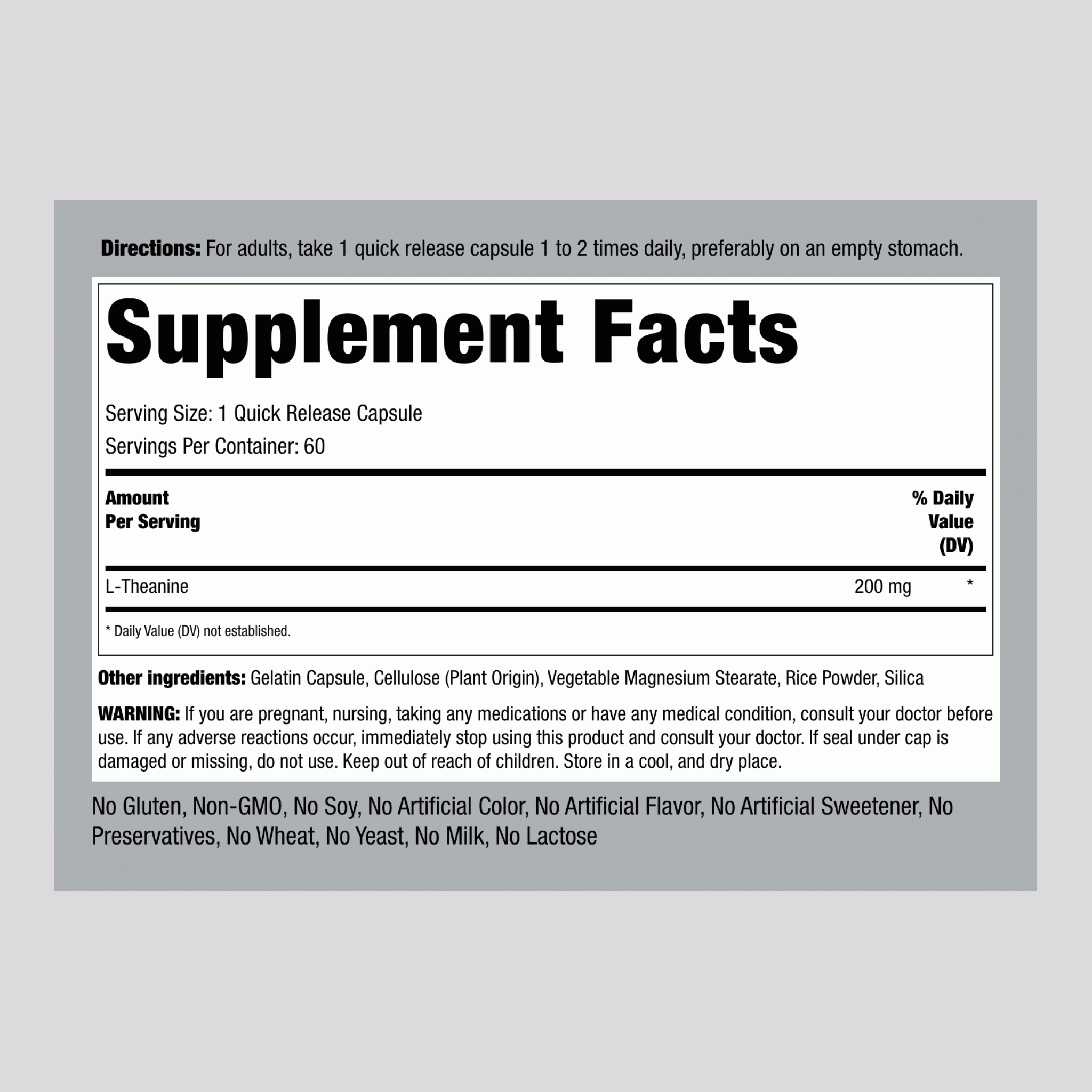 L-茶氨酸膠囊 ,  200 mg 60 快速釋放膠囊 2 瓶子