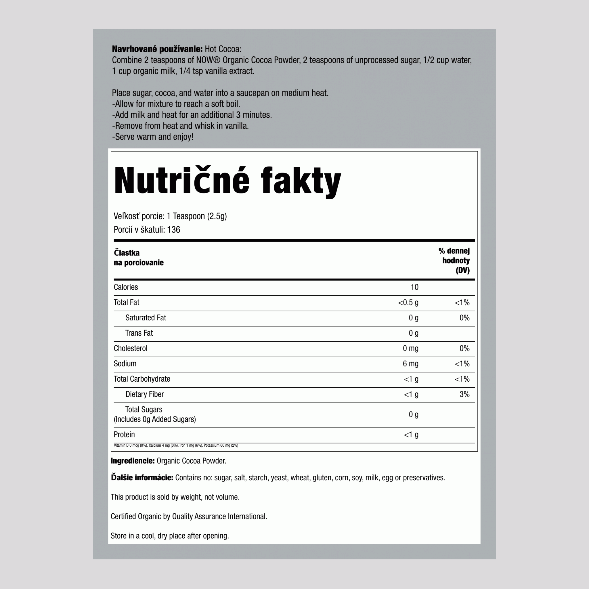 Kakaový prášok 12 oz 340 g Fľaša    