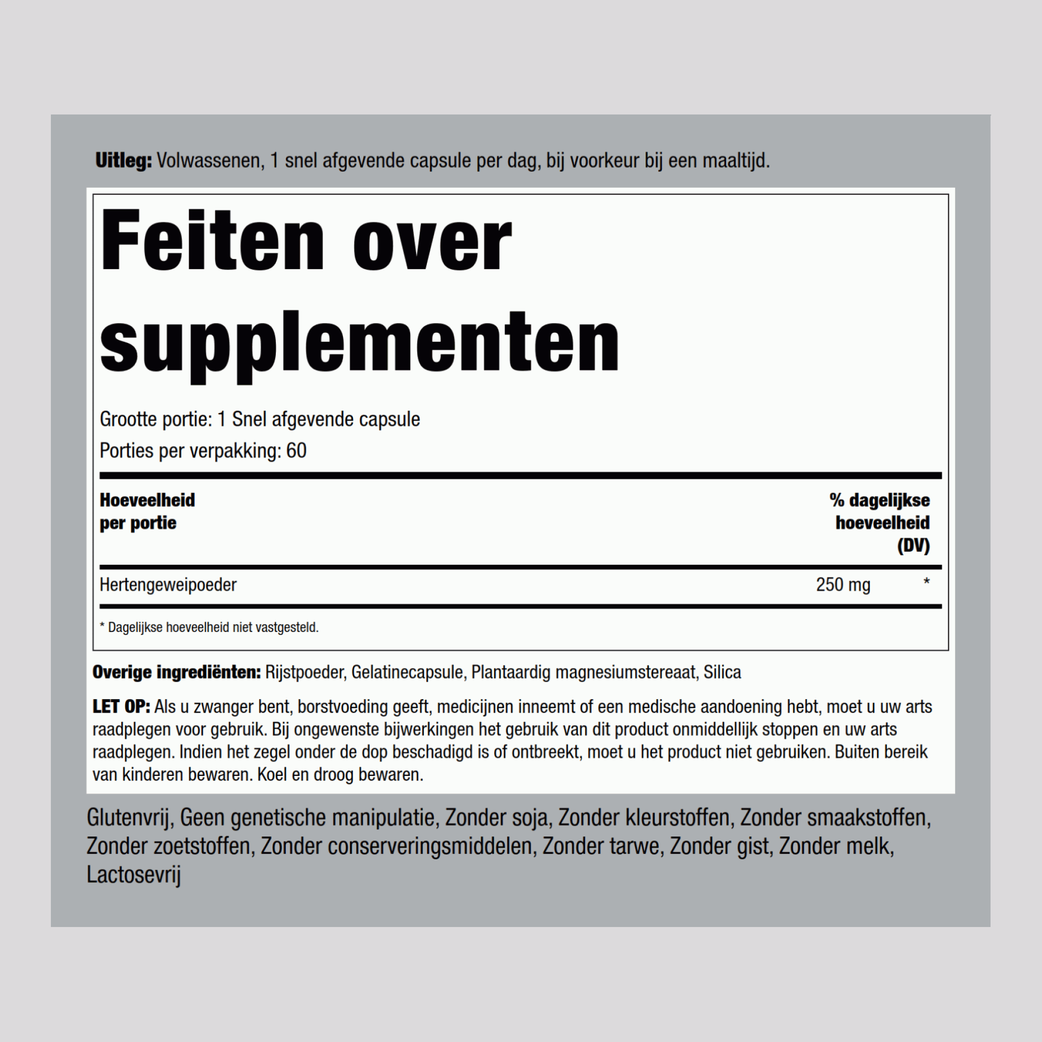 IGF-1 hertengeweifluweel 60 Snel afgevende capsules       